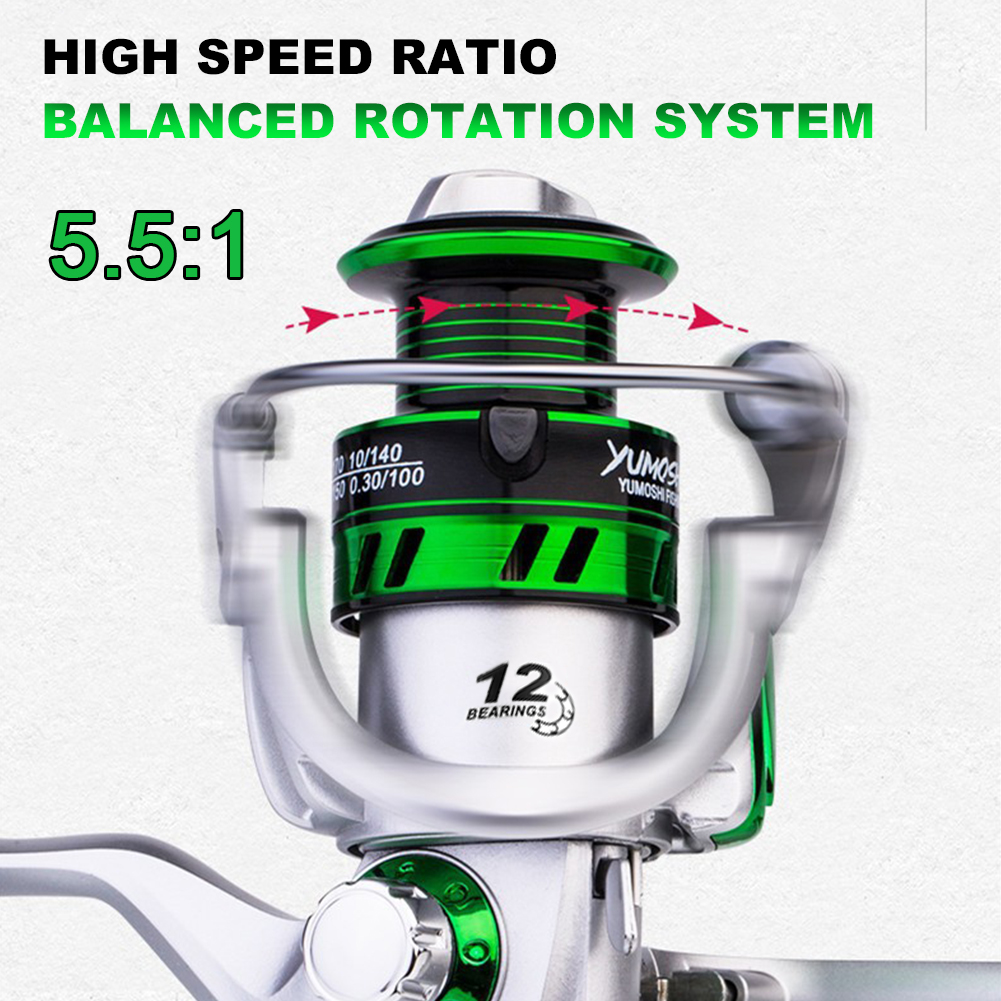 FREE FISHER Fishing Spinning Wheel Metal Spool 5.5:1 Ratio Fishing Reels 1000-7000 Smooth Ultralight Spinner Reels for Freshwater/Saltwater