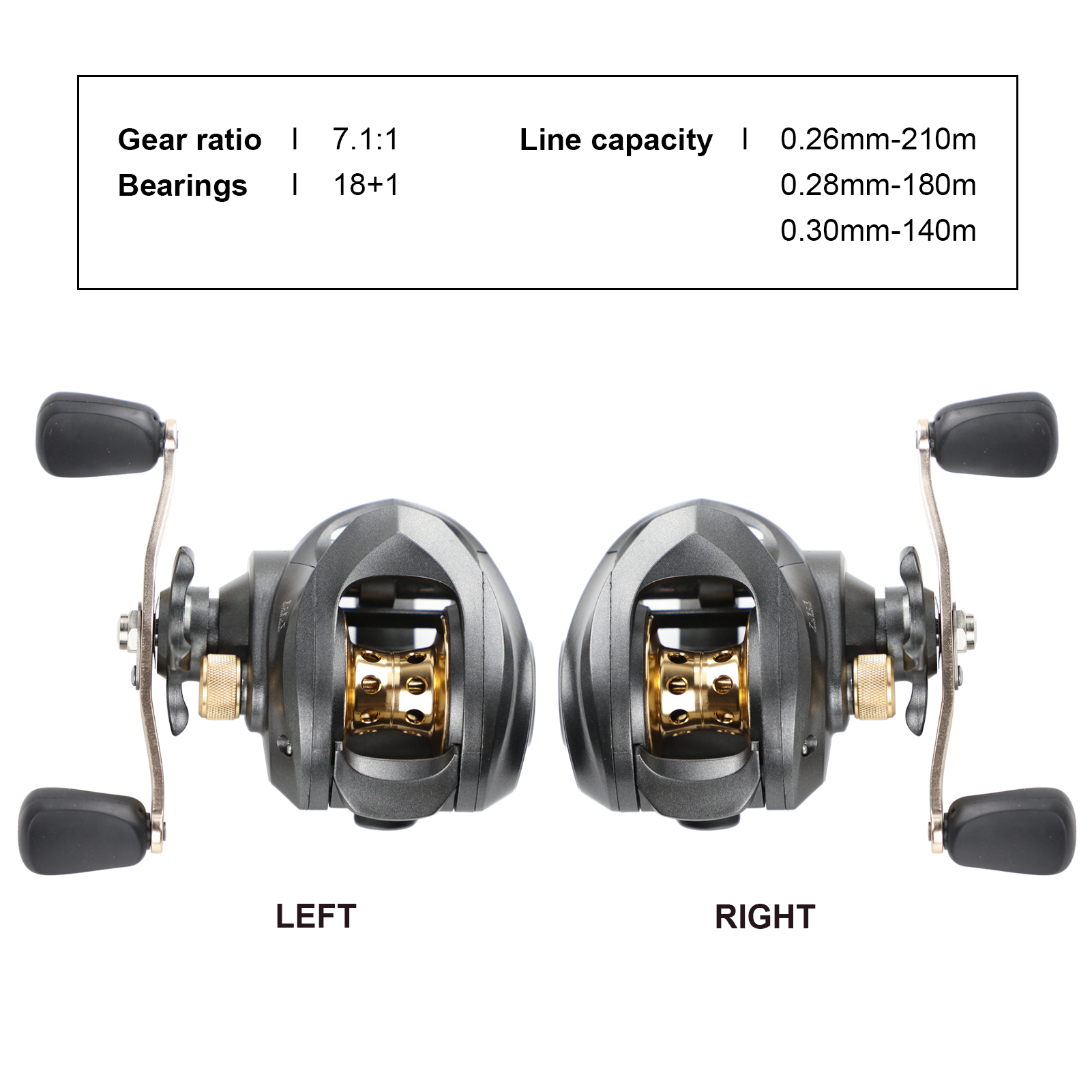 FREE FISHER Fishing Bait Casting Reel Metal Spool 7.1:1 Baitcaster Fishing Wheel 18+1BB Magnet Braking System Trolling Fish Reels