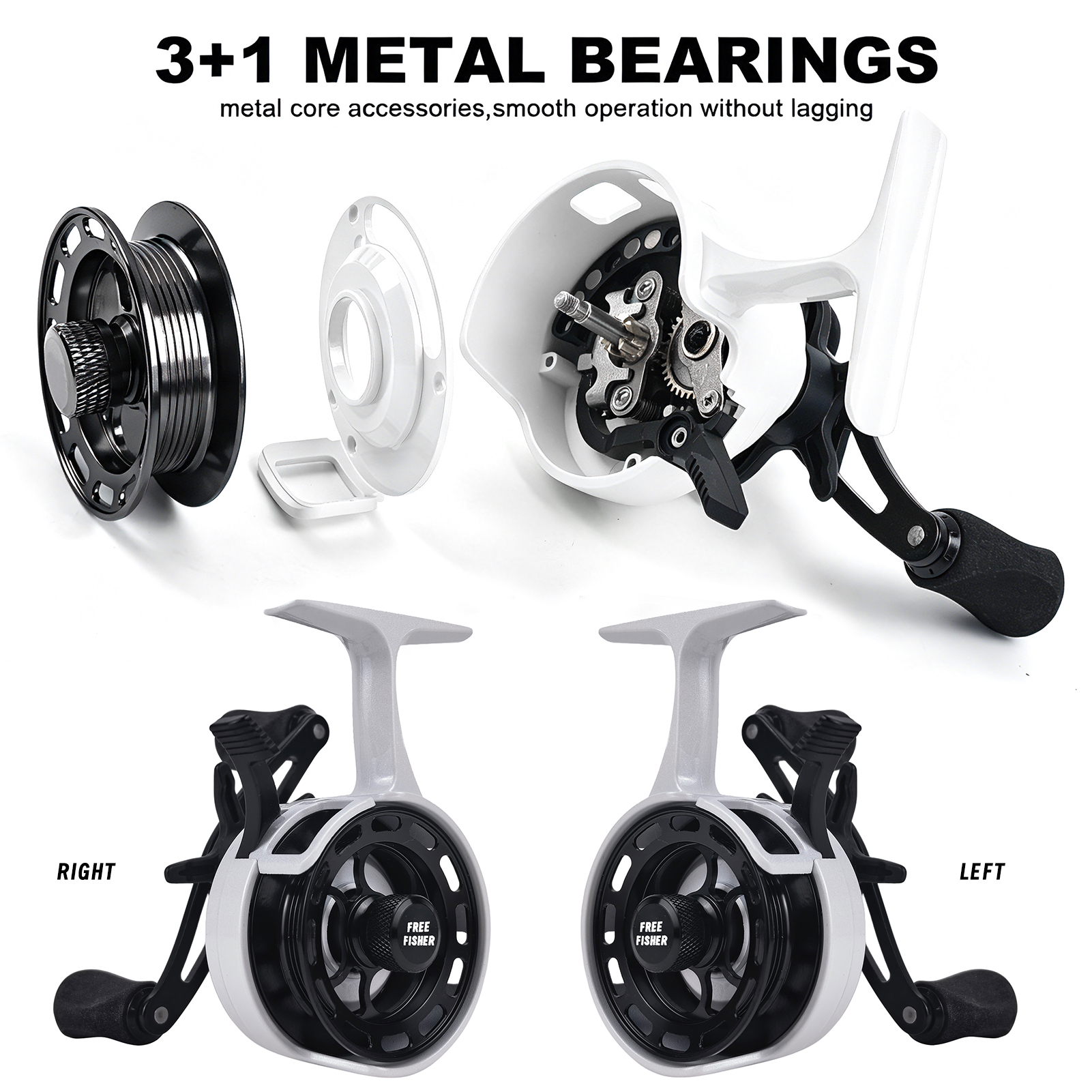 FREE FISHER Ice Fishing Reel Metal High Speed 3.2:1 Ultra Smooth Fishing Fly Wheel 3+1BB Portable Winter Fishing Raft Reel