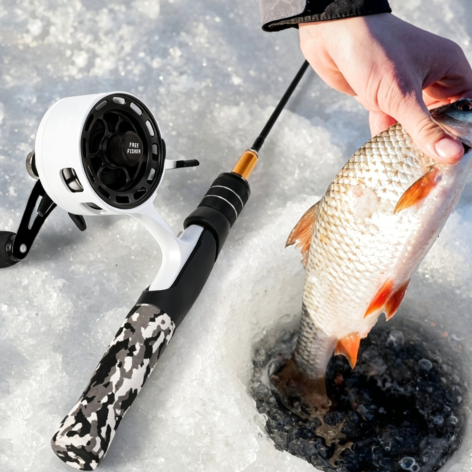FREE FISHER Ice Fishing Reel Metal High Speed 3.2:1 Ultra Smooth Fishing Fly Wheel 3+1BB Portable Winter Fishing Raft Reel