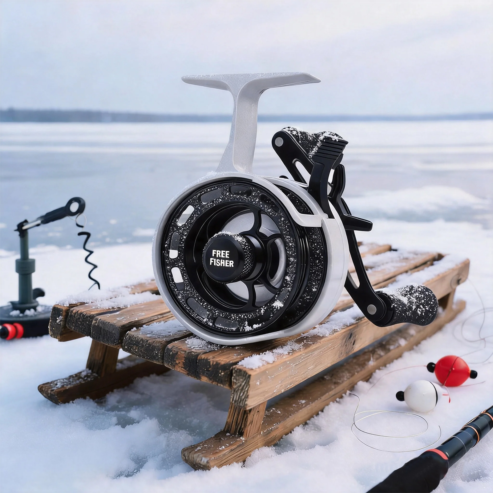 FREE FISHER Ice Fishing Reel Metal High Speed 3.2:1 Ultra Smooth Fishing Fly Wheel 3+1BB Portable Winter Fishing Raft Reel