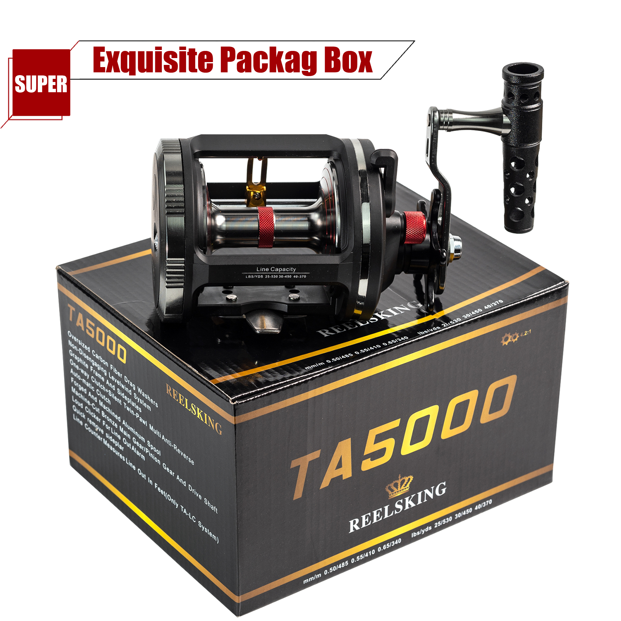 FREE FISHER 1pcs Trolling Fishing Reel Metal Spool Strong Drag Drum 20KG Max Drag Right Hand 14+1BB Spinning Wheel Saltwater Casting Reels