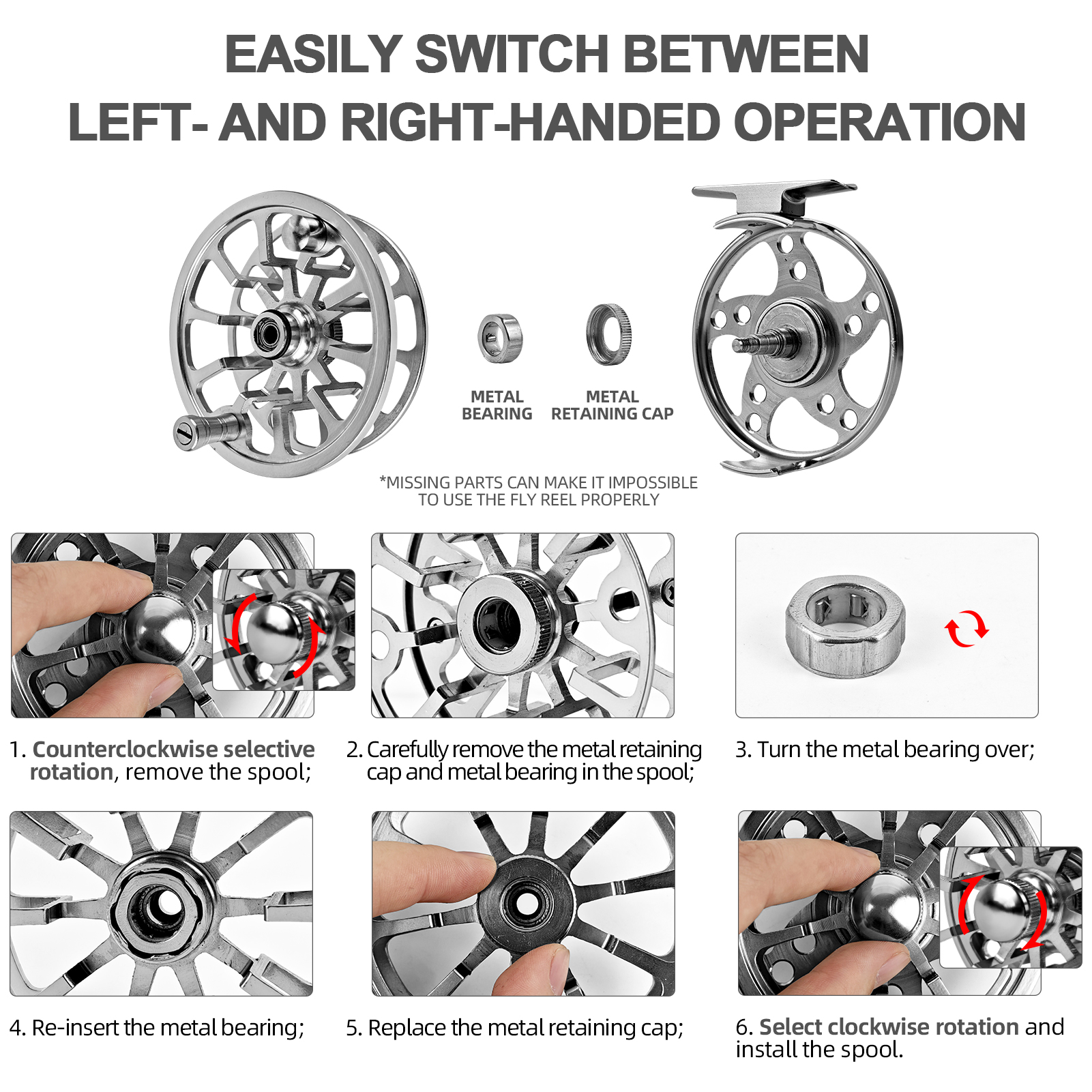 FREE FISHER Fly Fishing Reels,Aluminum Alloy Fly Reel,2+1BB Anti-Corrosion Bearings Ultra-Smooth Drag System CNC-Machined Wheel