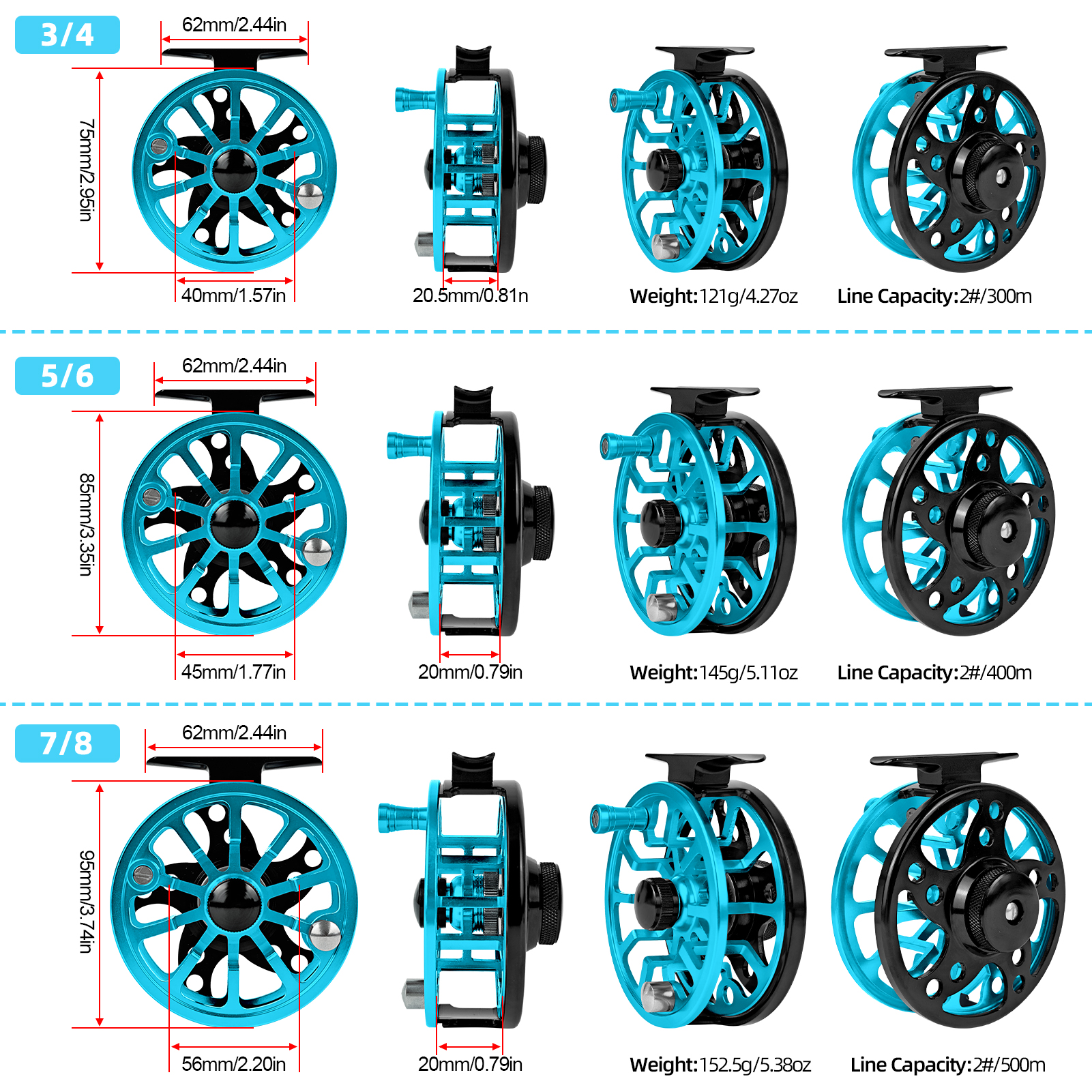 FREE FISHER Fly Fishing Reels,Aluminum Alloy Fly Reel,2+1BB Anti-Corrosion Bearings Ultra-Smooth Drag System CNC-Machined Wheel