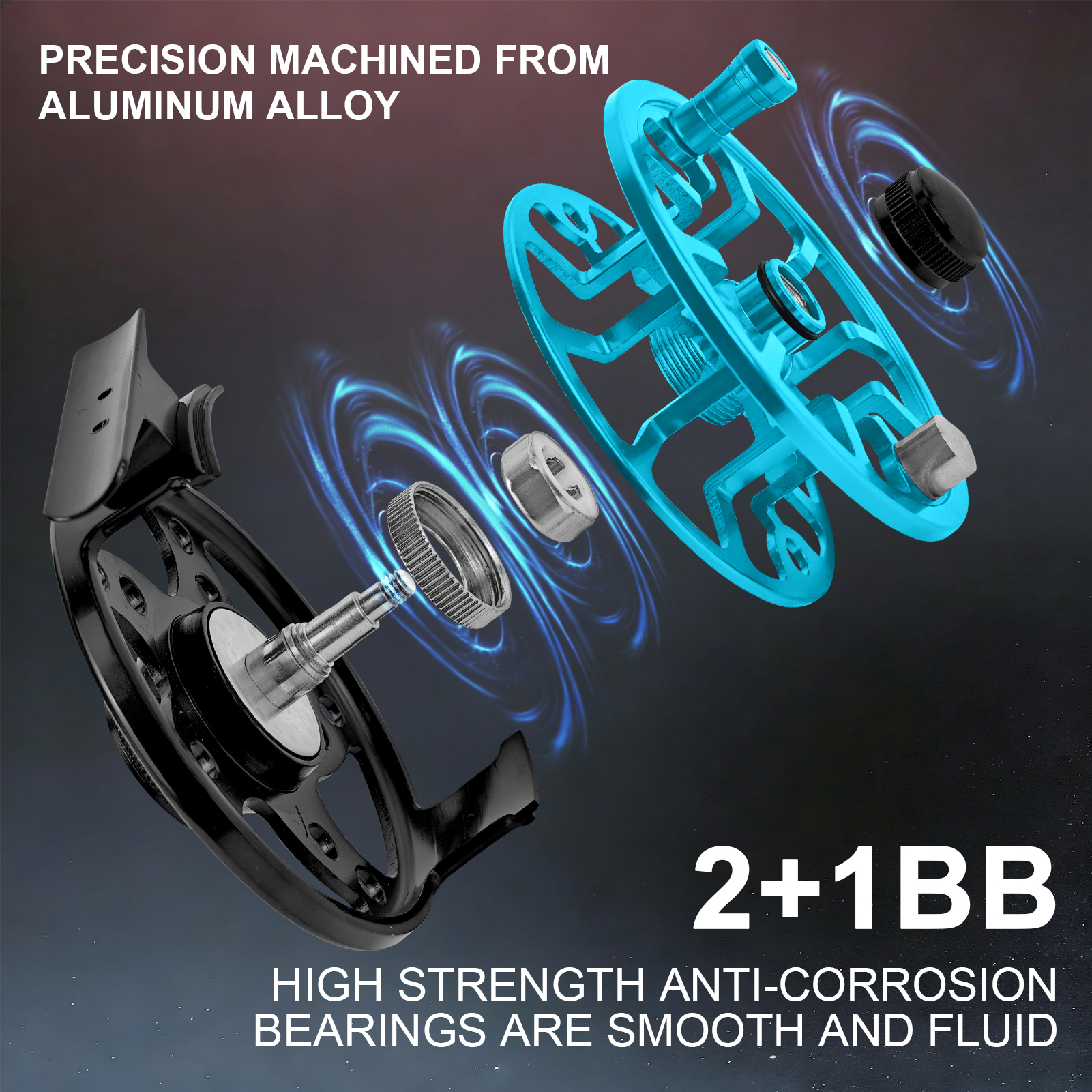 FREE FISHER Fly Fishing Reels,Aluminum Alloy Fly Reel,2+1BB Anti-Corrosion Bearings Ultra-Smooth Drag System CNC-Machined Wheel