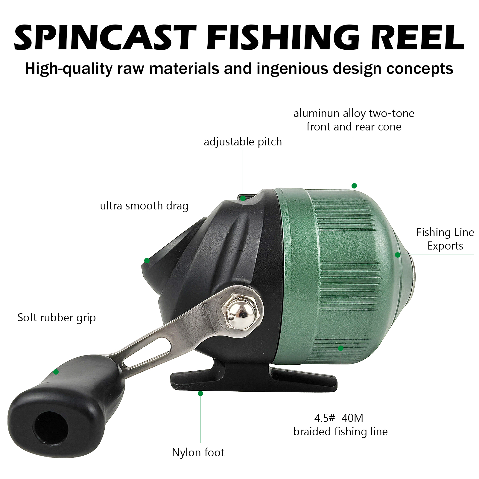 FREE FISHER Fishing Bait Casting Reel,Fishing Slingshot Wheel,2BB Speed Ratio 4.3:1 Metal Spincast Reel for Freshwater/Saltwater 
