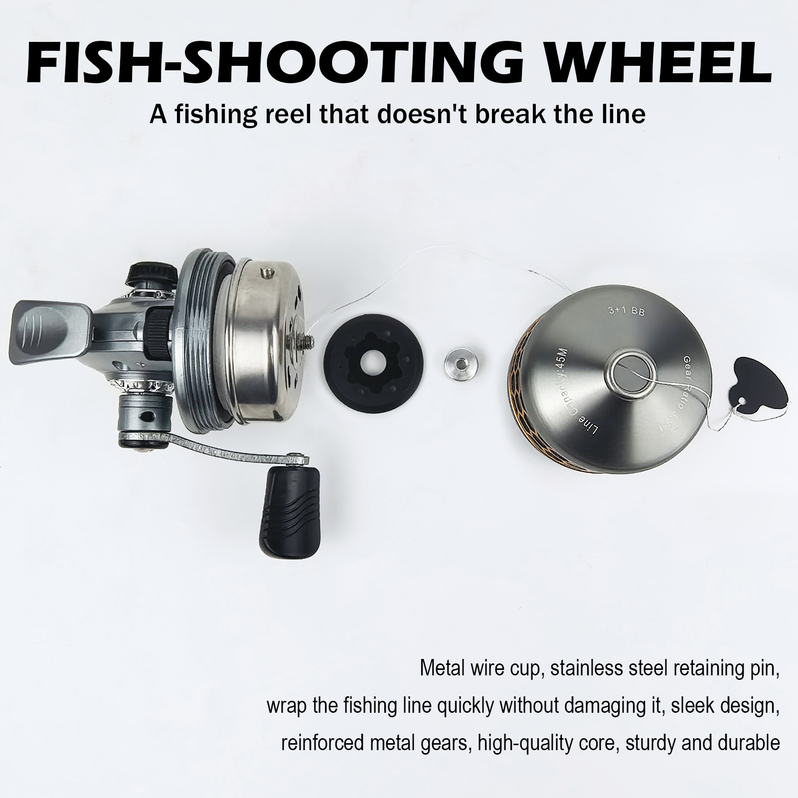 FREE FISHER Fish Shotting Reel,Metal Spool 3+1BB Spinning Reel,Gear Ratio 3.9:1 Fishing Bait Casting Wheel,Quality Spincast Reel 