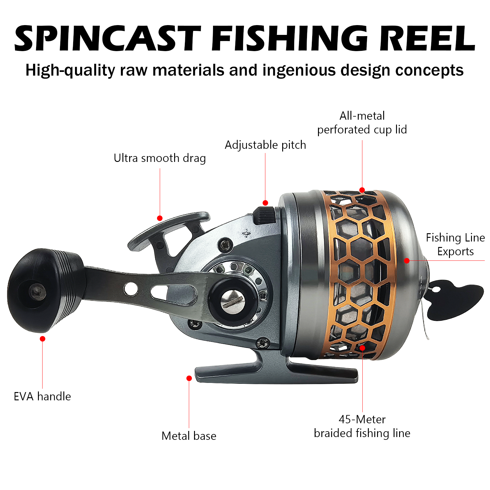 FREE FISHER Fish Shotting Reel,Metal Spool 3+1BB Spinning Reel,Gear Ratio 3.9:1 Fishing Bait Casting Wheel,Quality Spincast Reel 