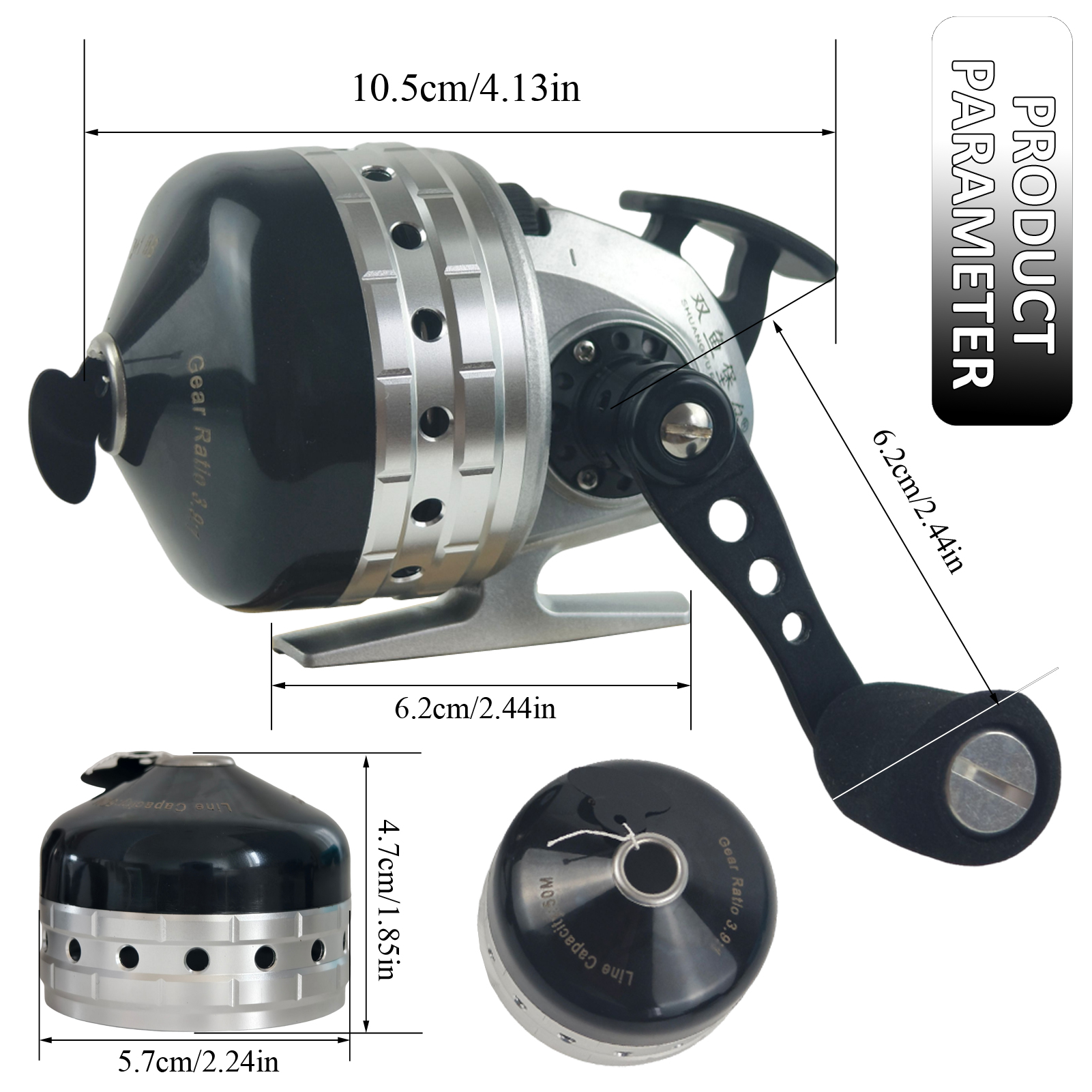 FREE FISHER Closed Spincast Fishing Reel,Slingshot Bow Bowfishing Reels,3+1BB Gear Ratio 3.9:1 Alloy Hollow Fish Shotting Wheel