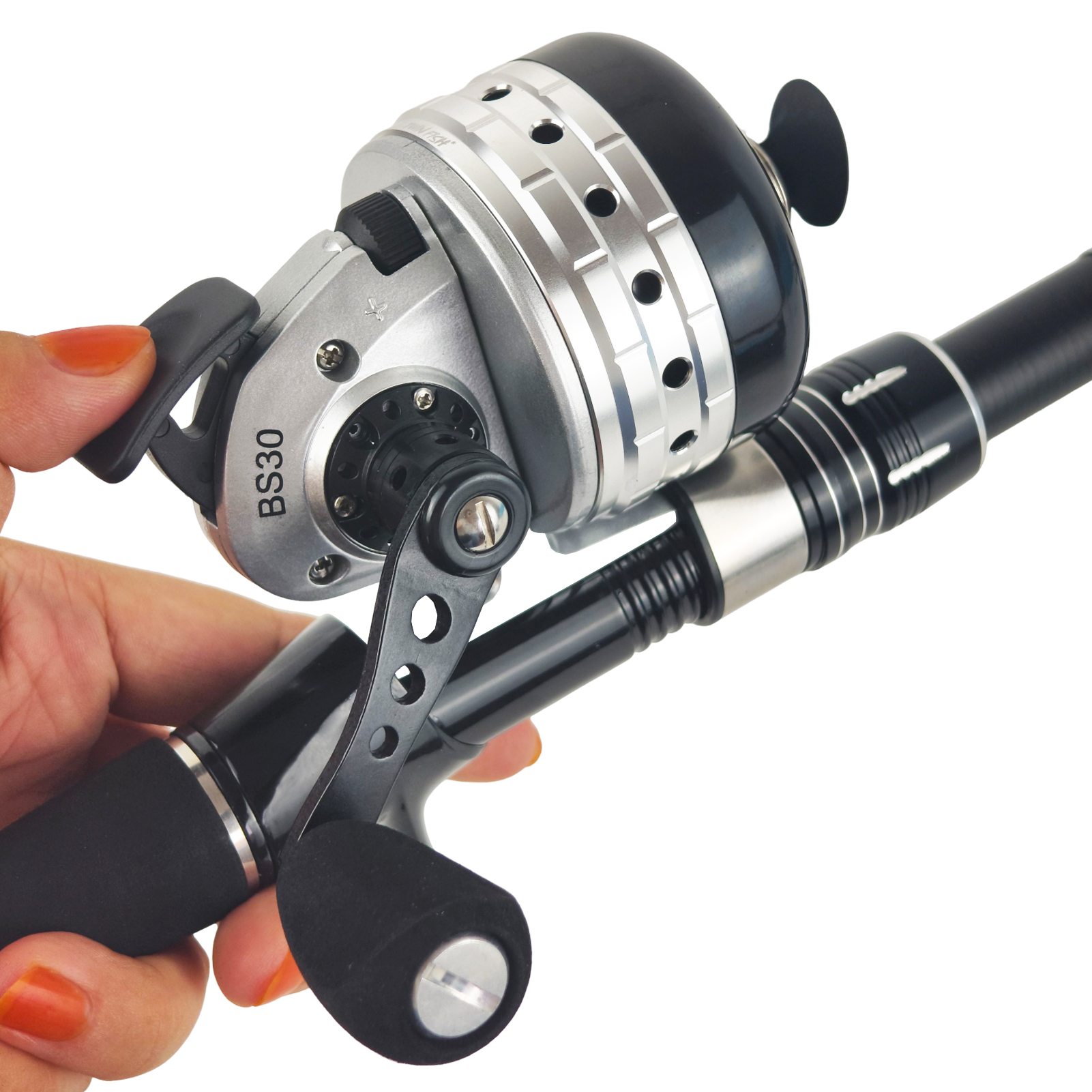 FREE FISHER Closed Spincast Fishing Reel,Slingshot Bow Bowfishing Reels,3+1BB Gear Ratio 3.9:1 Alloy Hollow Fish Shotting Wheel