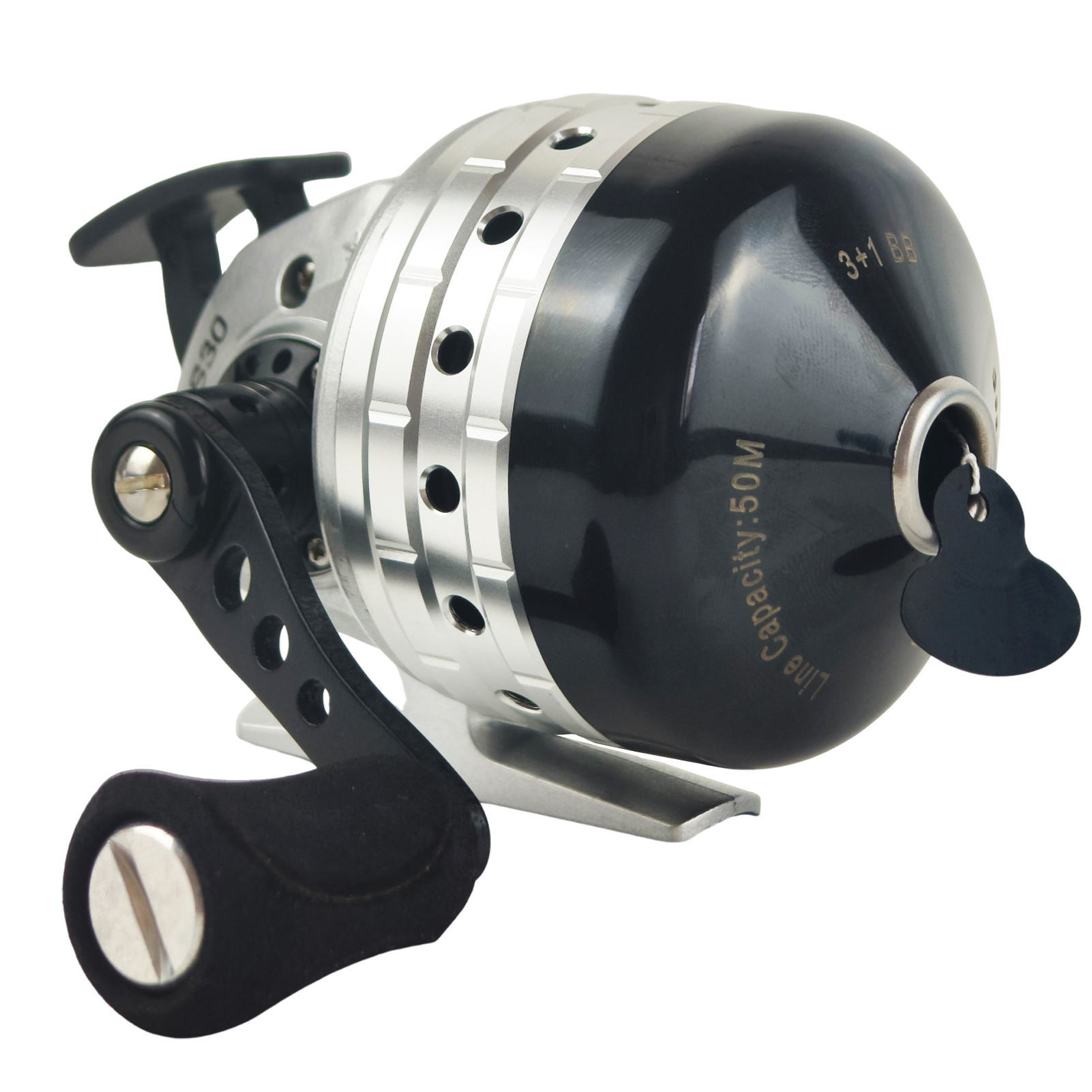 FREE FISHER Closed Spincast Fishing Reel,Slingshot Bow Bowfishing Reels,3+1BB Gear Ratio 3.9:1 Alloy Hollow Fish Shotting Wheel
