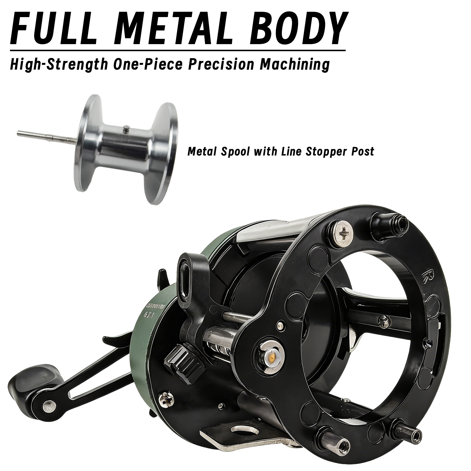 FREE FISHER Fishing Drum Reel,Gear Ratio 6.3:1 Max Drag 16KG Baitcasting Wheel,Trolling Long Casting 7+1BB Metal Spool Fish Reel 