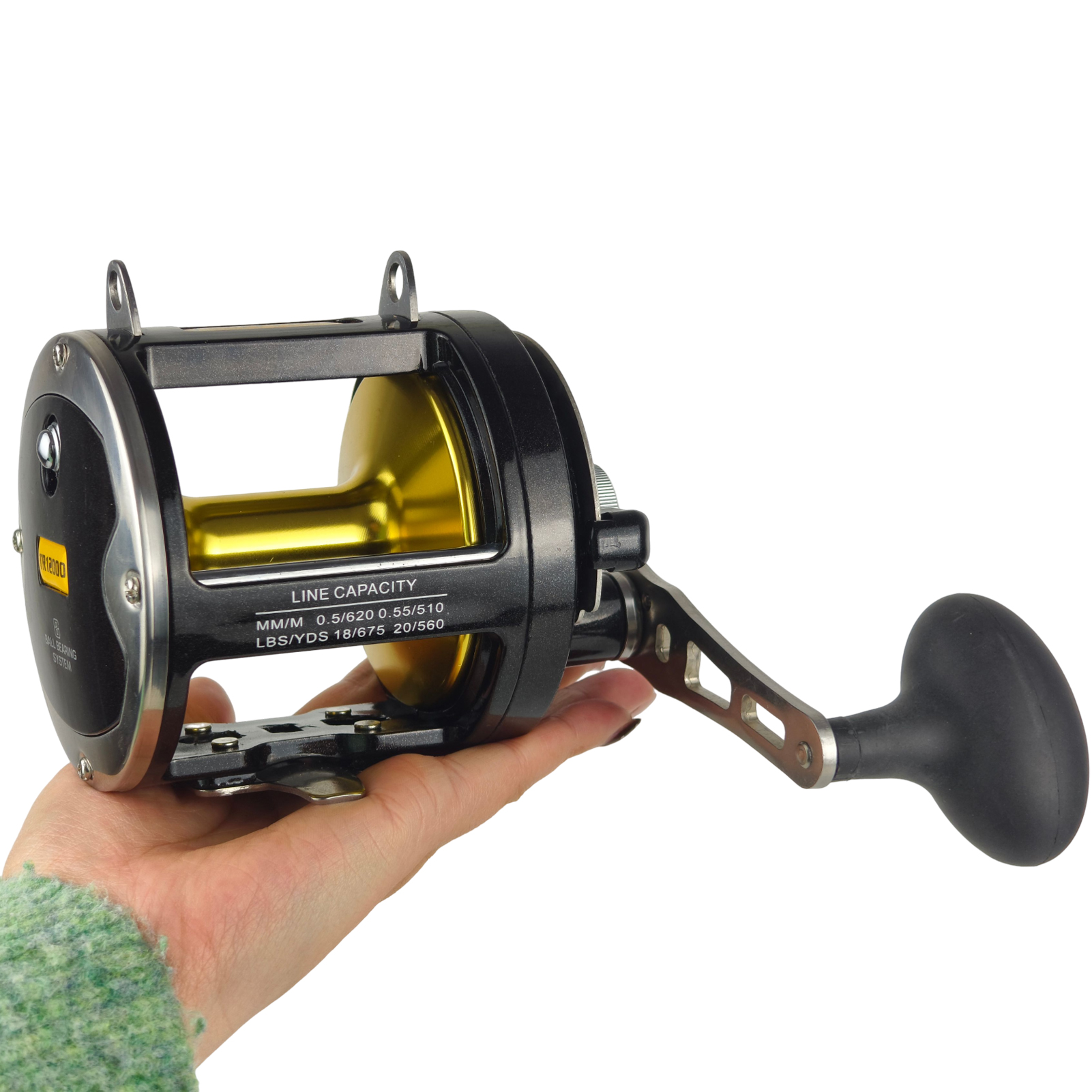 FREE FISHER Trolling Casting Reel,TR12000 Saltwater Metal Boat Fishing Drum Wheel,Right Hand Speed Ratio 3.4:1 Sea Fishing Reels 