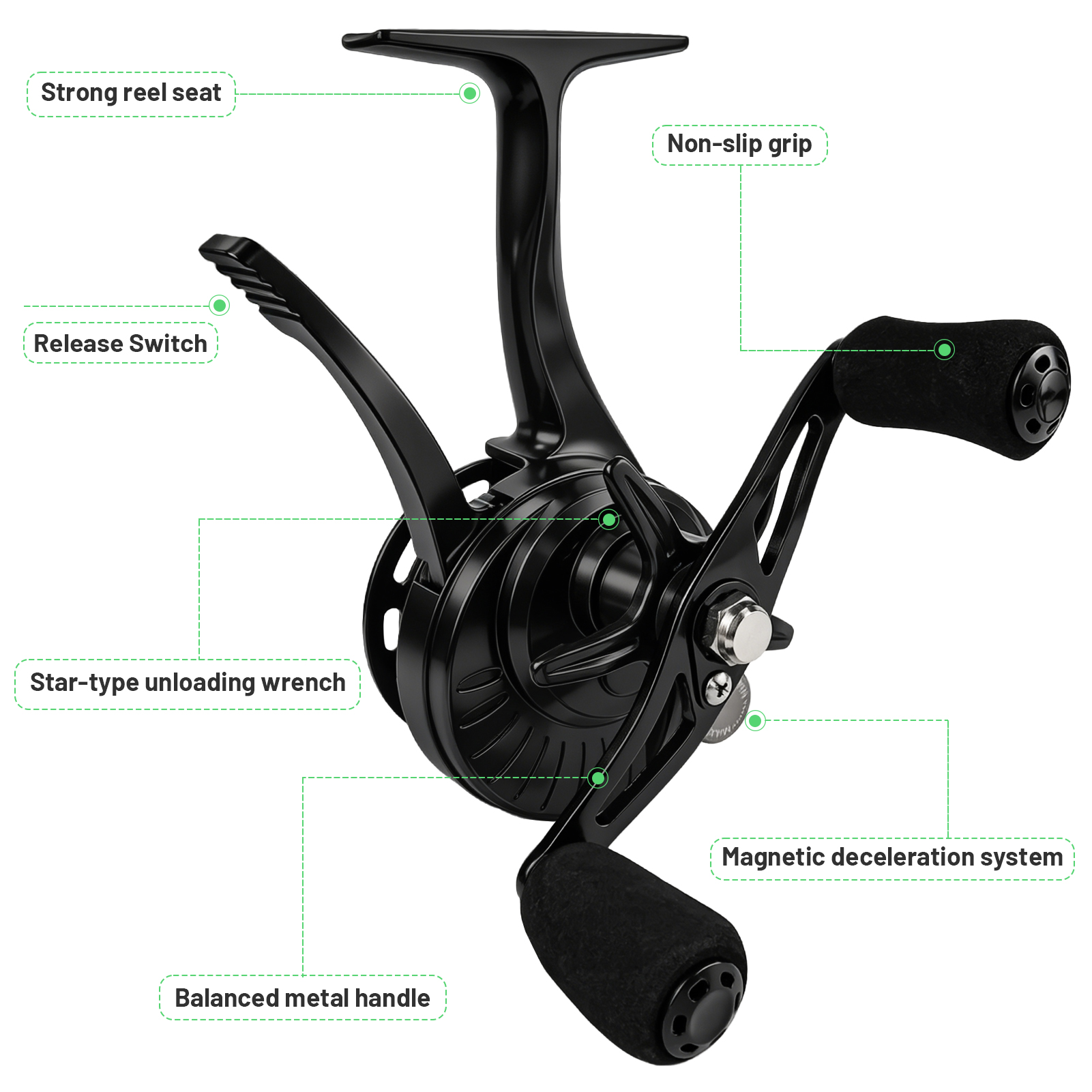 FREE FISHER Ice Fishing Reel,3.2:1 Gear Ratio Metal Spool Winter Fishing Reels,Left/Right Hand Smooth 3+1BB Inline Raft Wheel