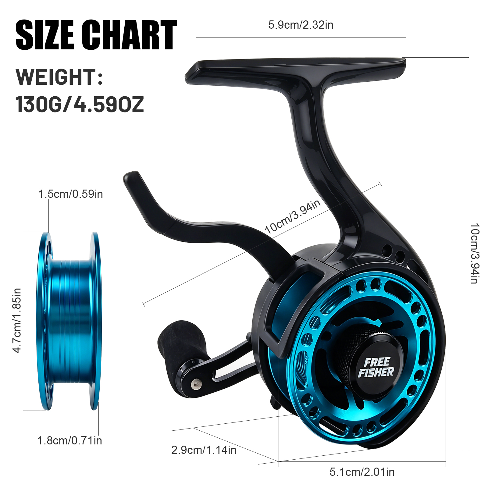 FREE FISHER Mini Ice Fishing Reel,3+1BB Inline Raft Wheel,Gear Ratio 2.6:1 Metal Spool Left/Right Hand Smooth Winter Fishing Reels