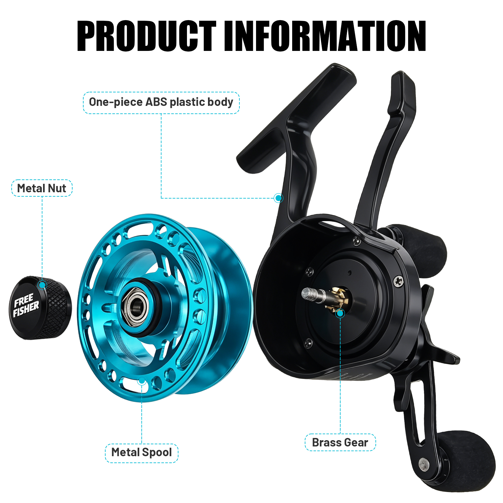FREE FISHER Mini Ice Fishing Reel,3+1BB Inline Raft Wheel,Gear Ratio 2.6:1 Metal Spool Left/Right Hand Smooth Winter Fishing Reels