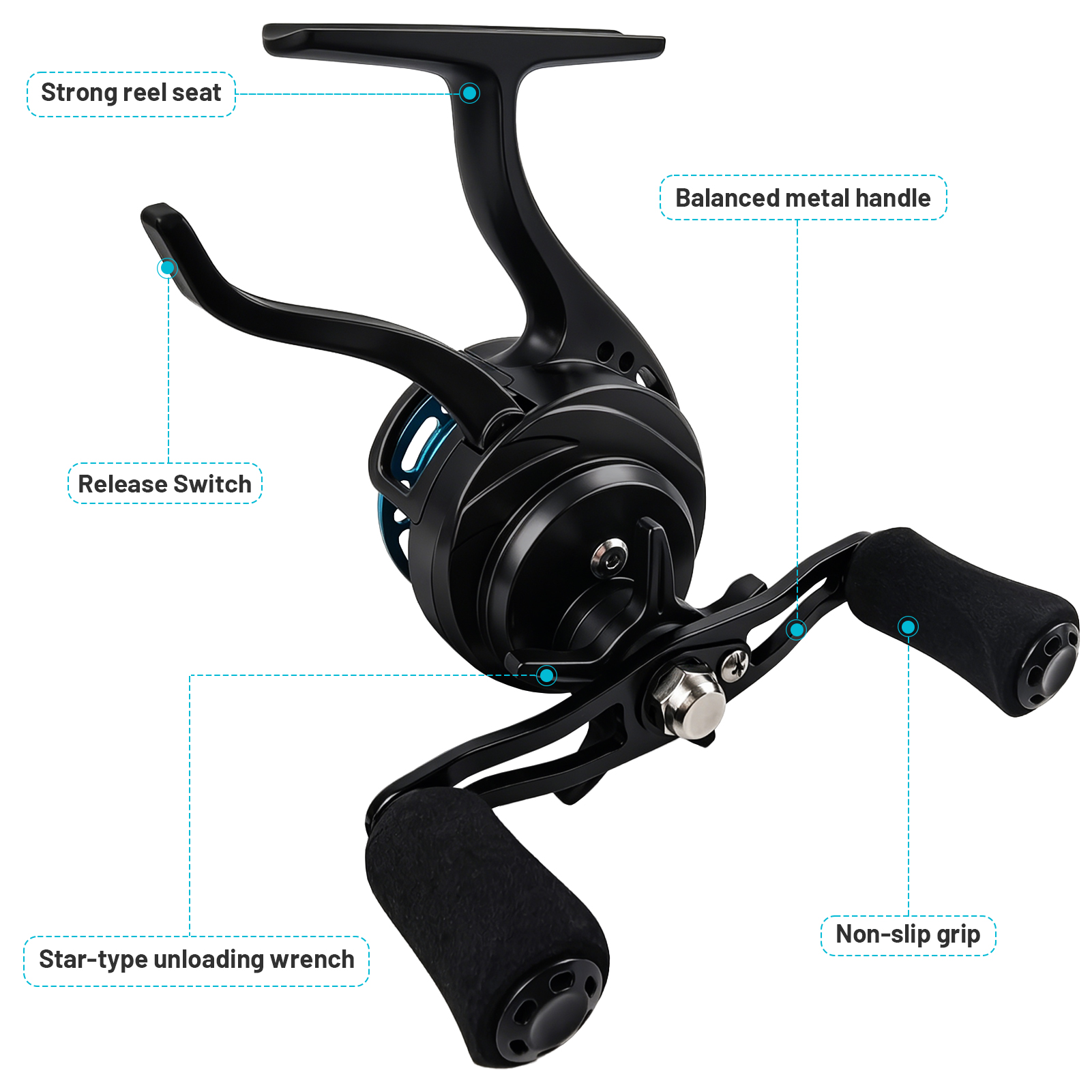 FREE FISHER Mini Ice Fishing Reel,3+1BB Inline Raft Wheel,Gear Ratio 2.6:1 Metal Spool Left/Right Hand Smooth Winter Fishing Reels