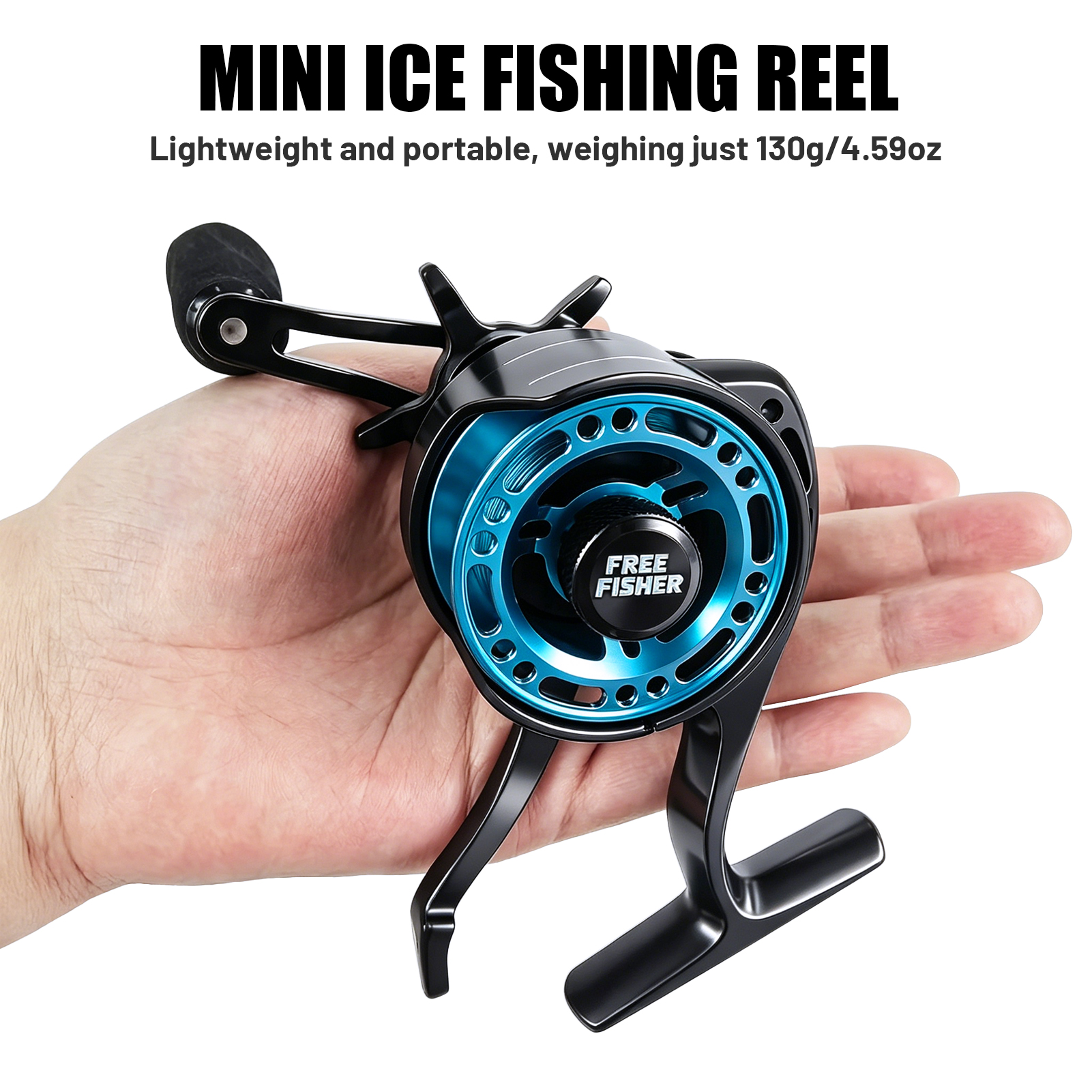 FREE FISHER Mini Ice Fishing Reel,3+1BB Inline Raft Wheel,Gear Ratio 2.6:1 Metal Spool Left/Right Hand Smooth Winter Fishing Reels
