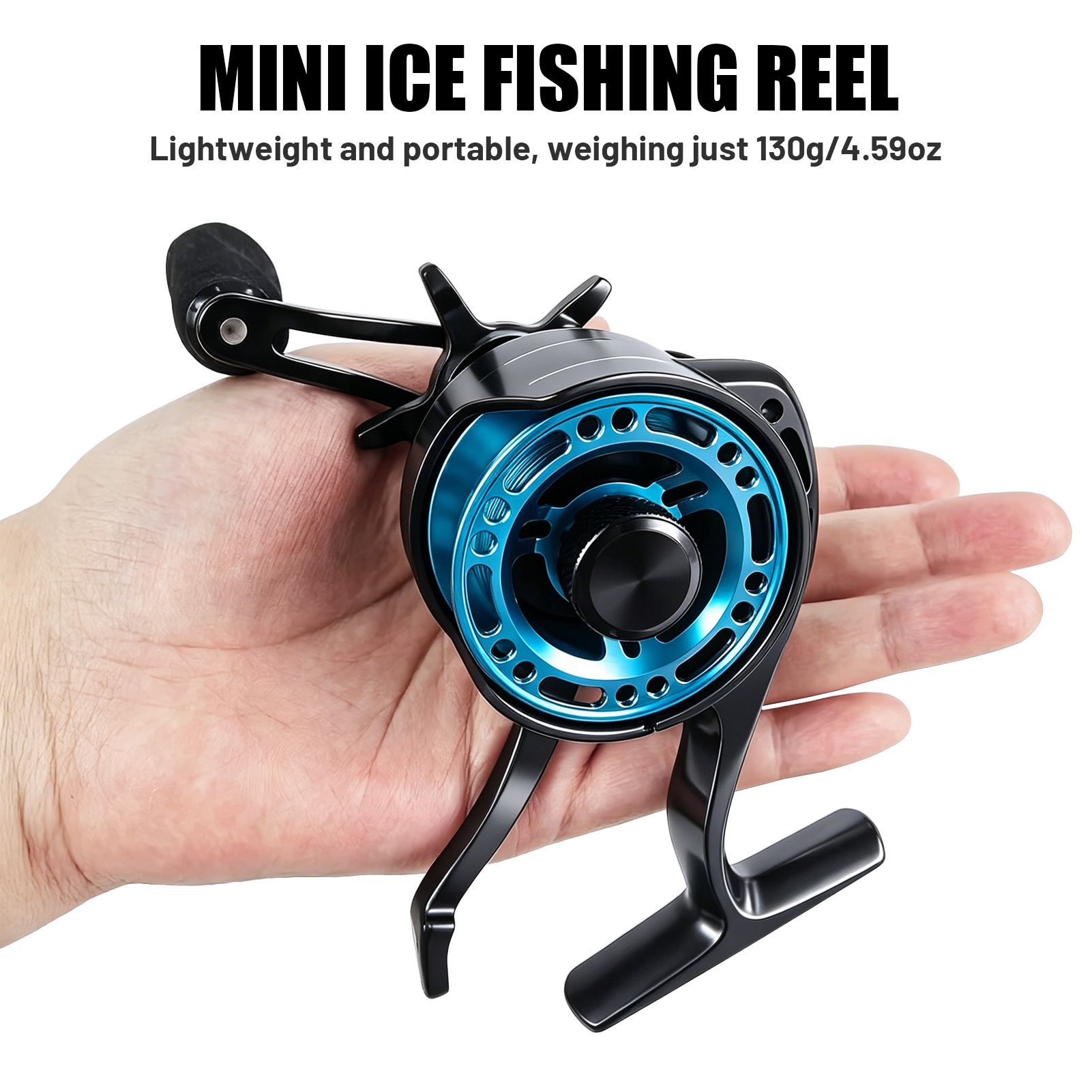 FREE FISHER Mini Ice Fishing Reel,3+1BB Inline Raft Wheel,Gear Ratio 2.6:1 Metal Spool Left/Right Hand Smooth Winter Fishing Reels