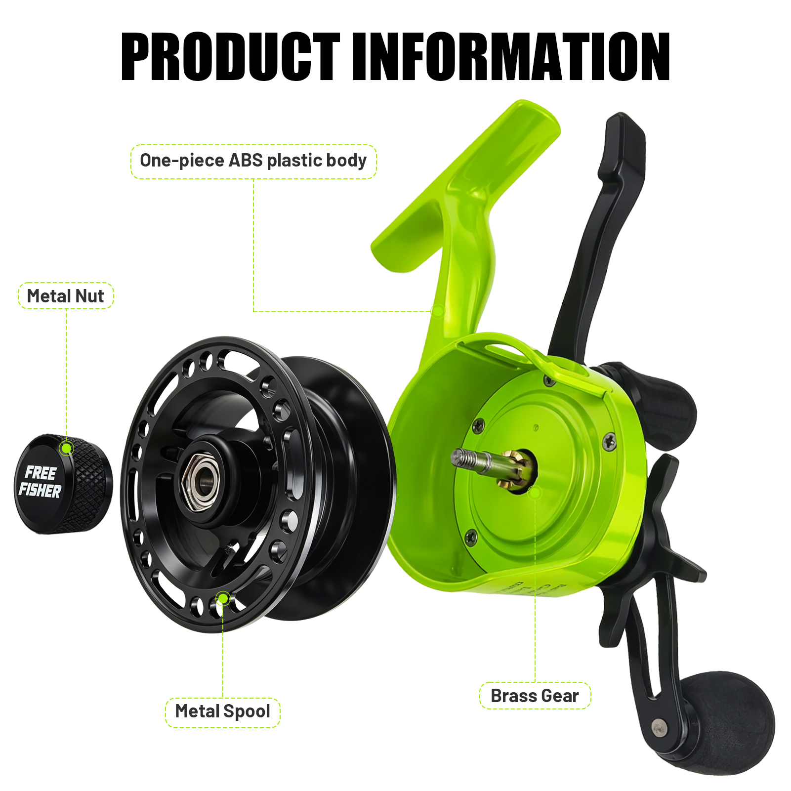 FREE FISHER Mini Ice Fishing Reel,3+1BB Inline Raft Wheel,Gear Ratio 2.6:1 Metal Spool Left/Right Hand Smooth Winter Fishing Reels