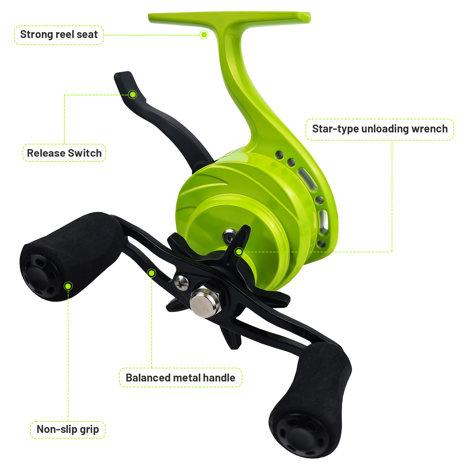 FREE FISHER Mini Ice Fishing Reel,3+1BB Inline Raft Wheel,Gear Ratio 2.6:1 Metal Spool Left/Right Hand Smooth Winter Fishing Reels