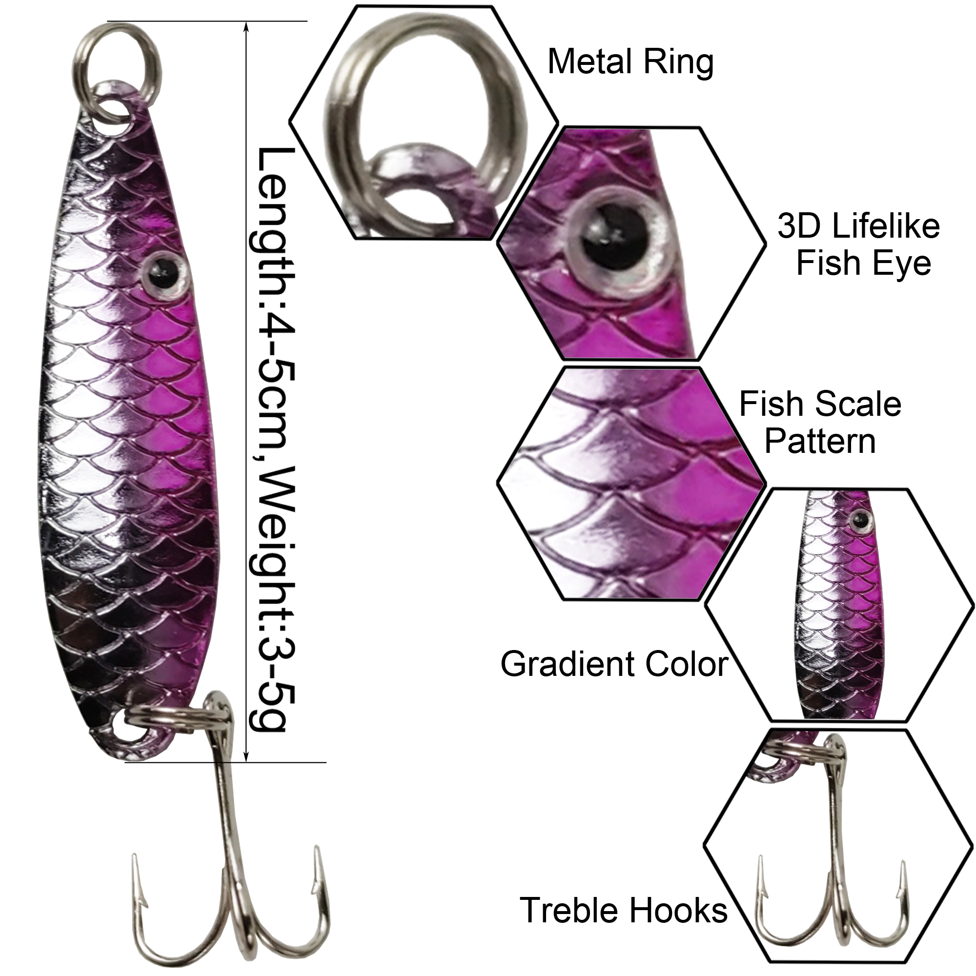 FREE FISHER 30pcs/Set Fishing Spoon Lures Metal Spinner Sequins Fishing Spinnerbaits Artificial Iron Fish Baits for Bass/Pike/Trout/Salmon Pesca