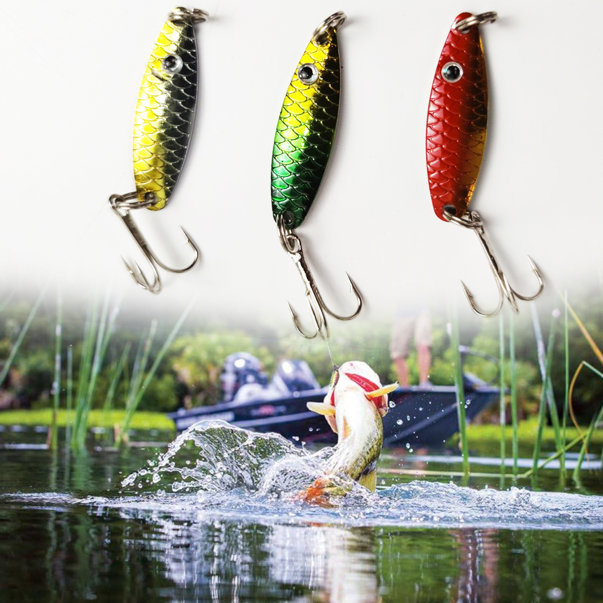 FREE FISHER 30pcs/Set Fishing Spoon Lures Metal Spinner Sequins Fishing Spinnerbaits Artificial Iron Fish Baits for Bass/Pike/Trout/Salmon Pesca