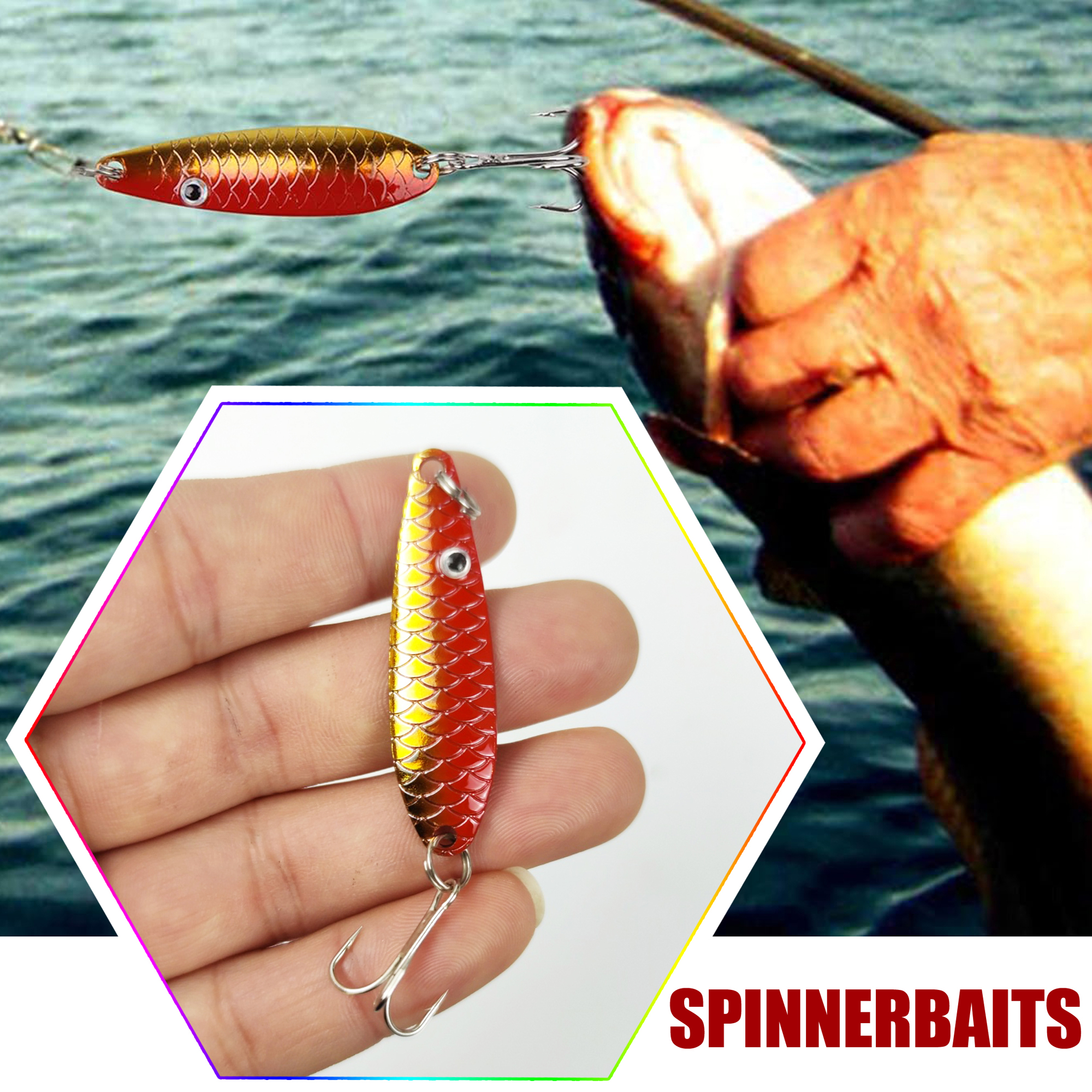 FREE FISHER 30pcs/Set Fishing Spoon Lures Metal Spinner Sequins Fishing Spinnerbaits Artificial Iron Fish Baits for Bass/Pike/Trout/Salmon Pesca