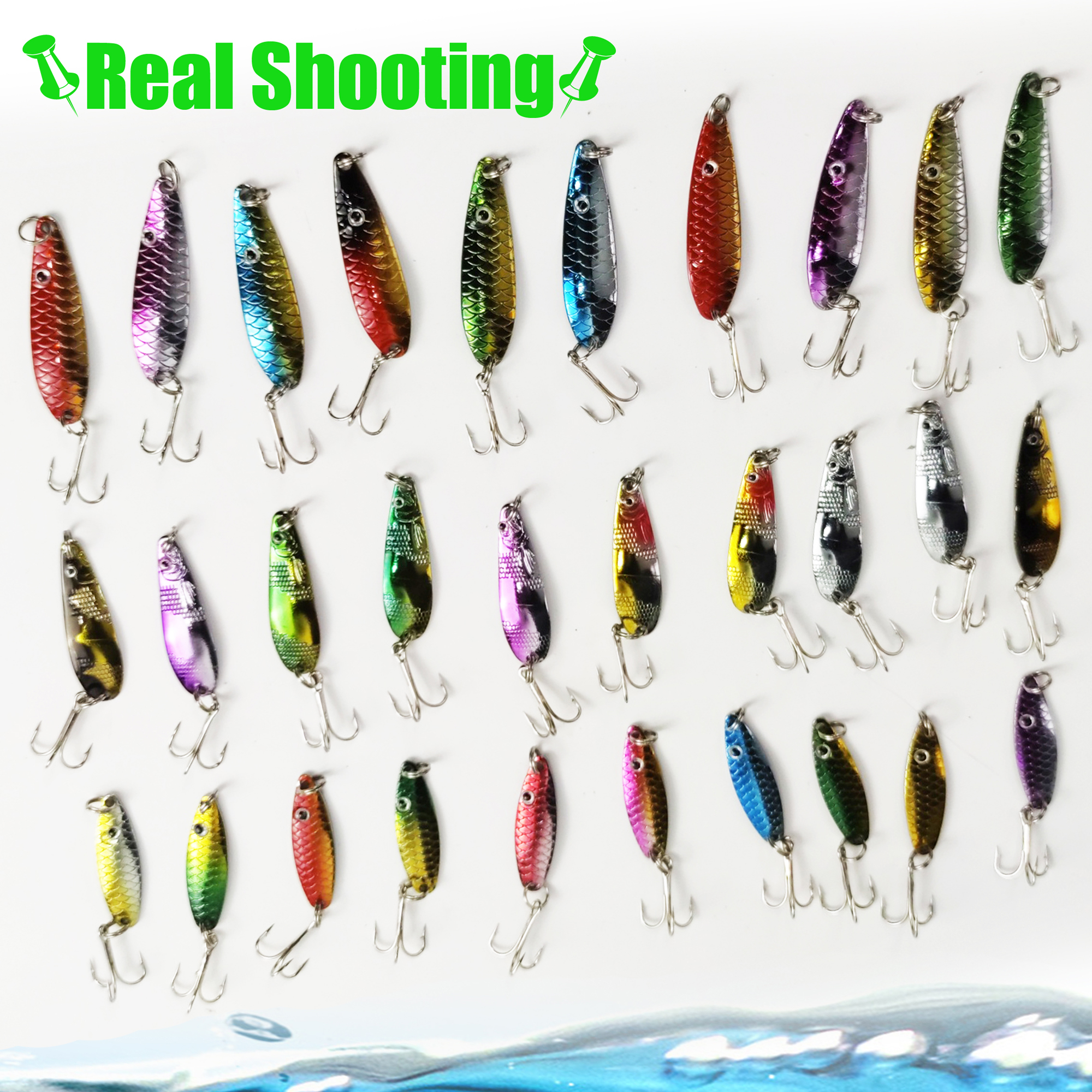 FREE FISHER 30pcs/Set Fishing Spoon Lures Metal Spinner Sequins Fishing Spinnerbaits Artificial Iron Fish Baits for Bass/Pike/Trout/Salmon Pesca