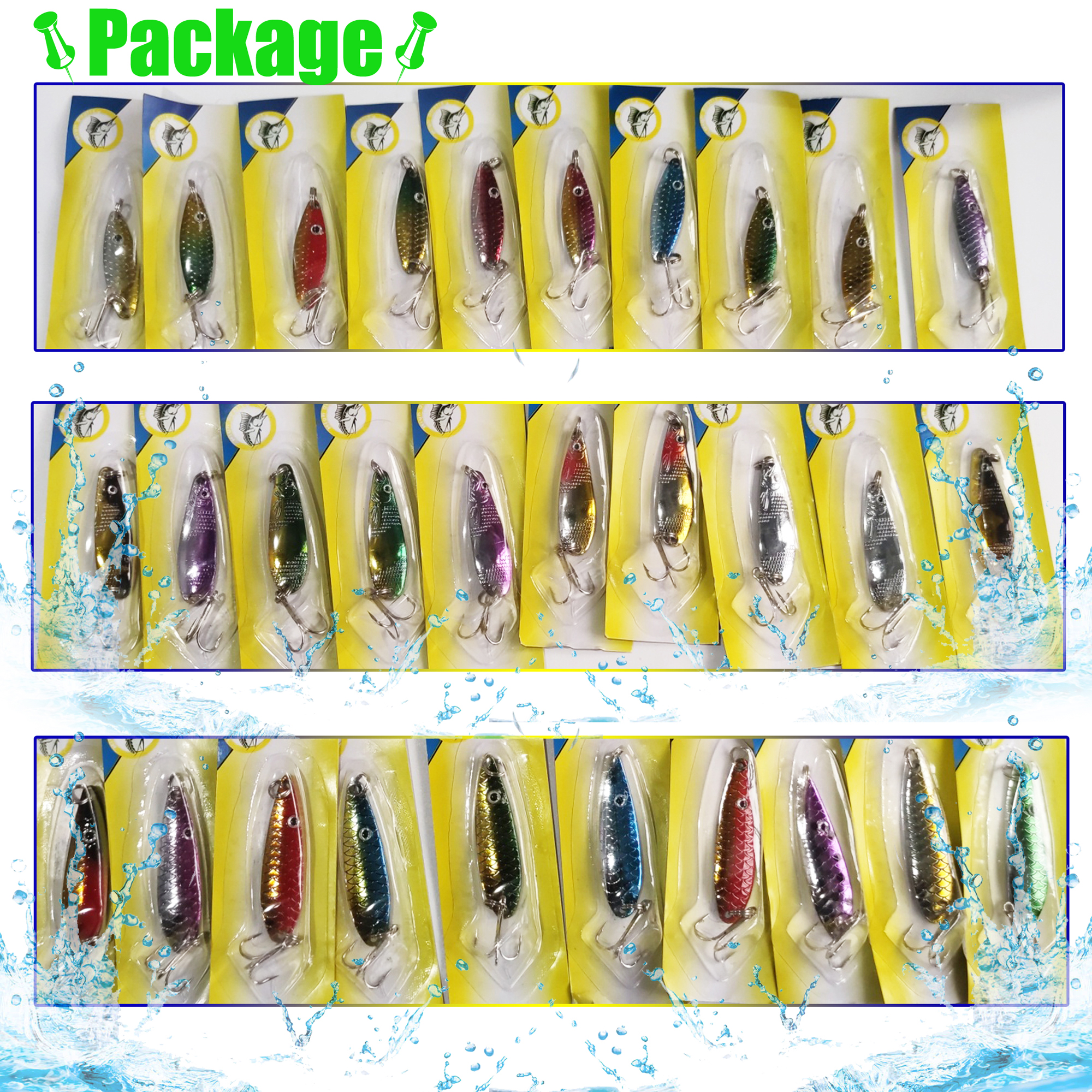 FREE FISHER 30pcs/Set Fishing Spoon Lures Metal Spinner Sequins Fishing Spinnerbaits Artificial Iron Fish Baits for Bass/Pike/Trout/Salmon Pesca