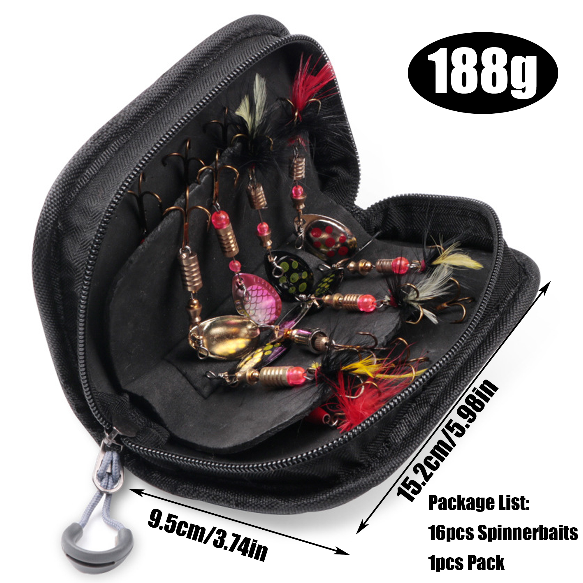 FREE FISHER 16pcs/Set Fishing Spinnerbaits Mixed Metal Rotating Sequins with Treble Hooks Spoon Lures Artificial Baits for Pike/Bass/Catfish