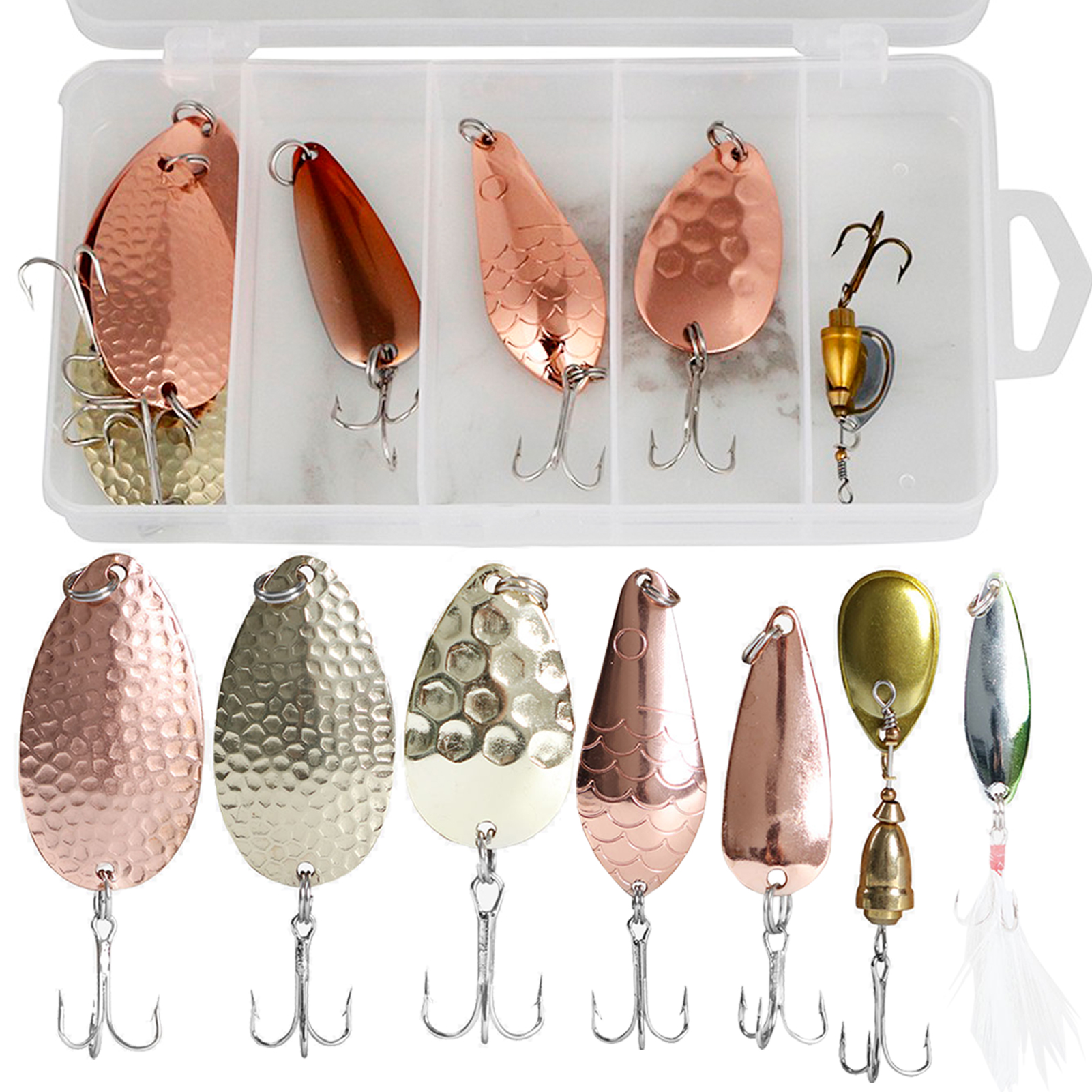 FREE FISHER Fishing Spoon Lures Kit,13pcs/Lot Metal Spinner Baits Sequins,Wobbler Casting Artificial Lures for Bass Pike Perch