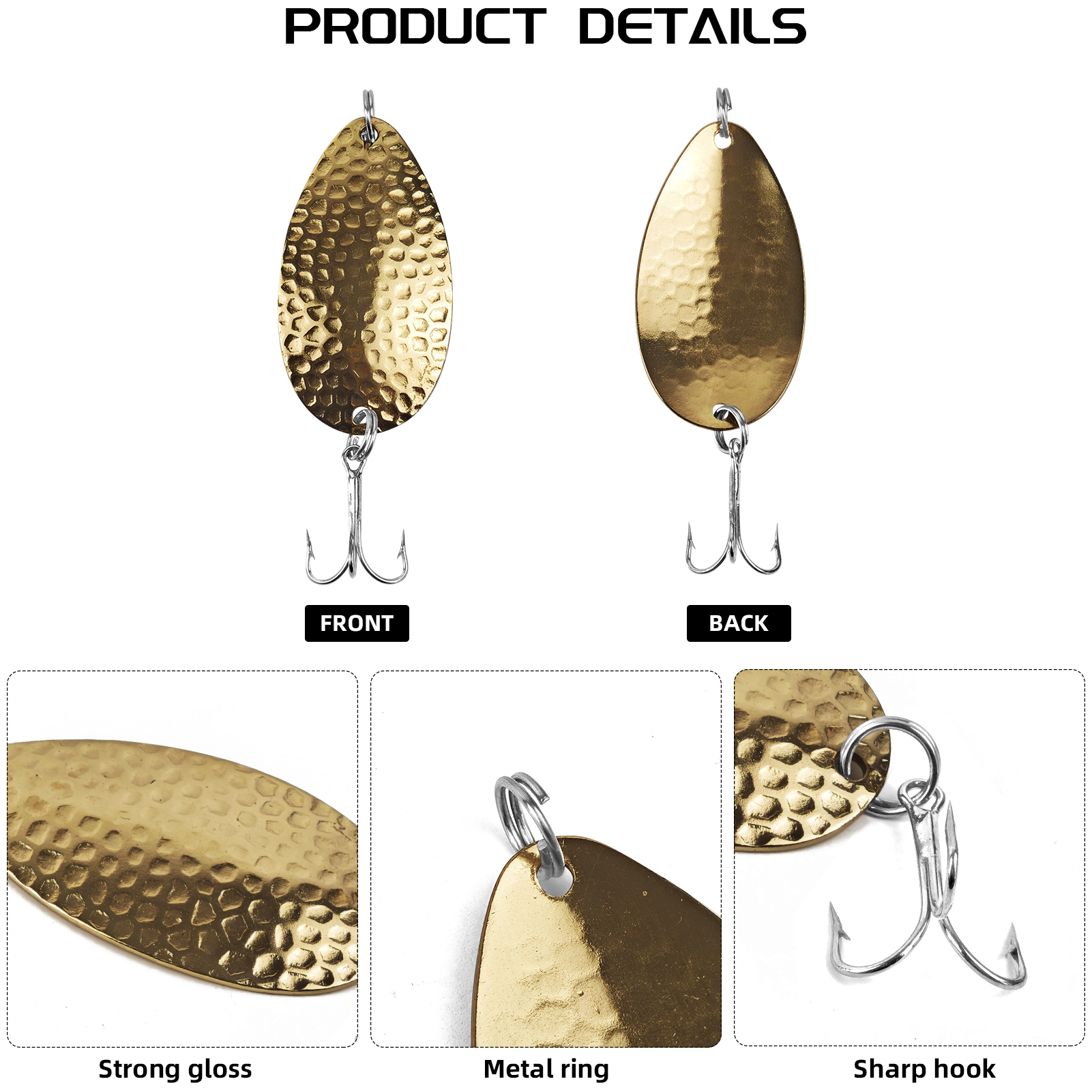 FREE FISHER 12pcs/Lot Fishing Spinnerbaits Set,Mixed Size Metal Spoon Lures,Spinner Baits with Hooks for Bass Pike Salmon Trout 