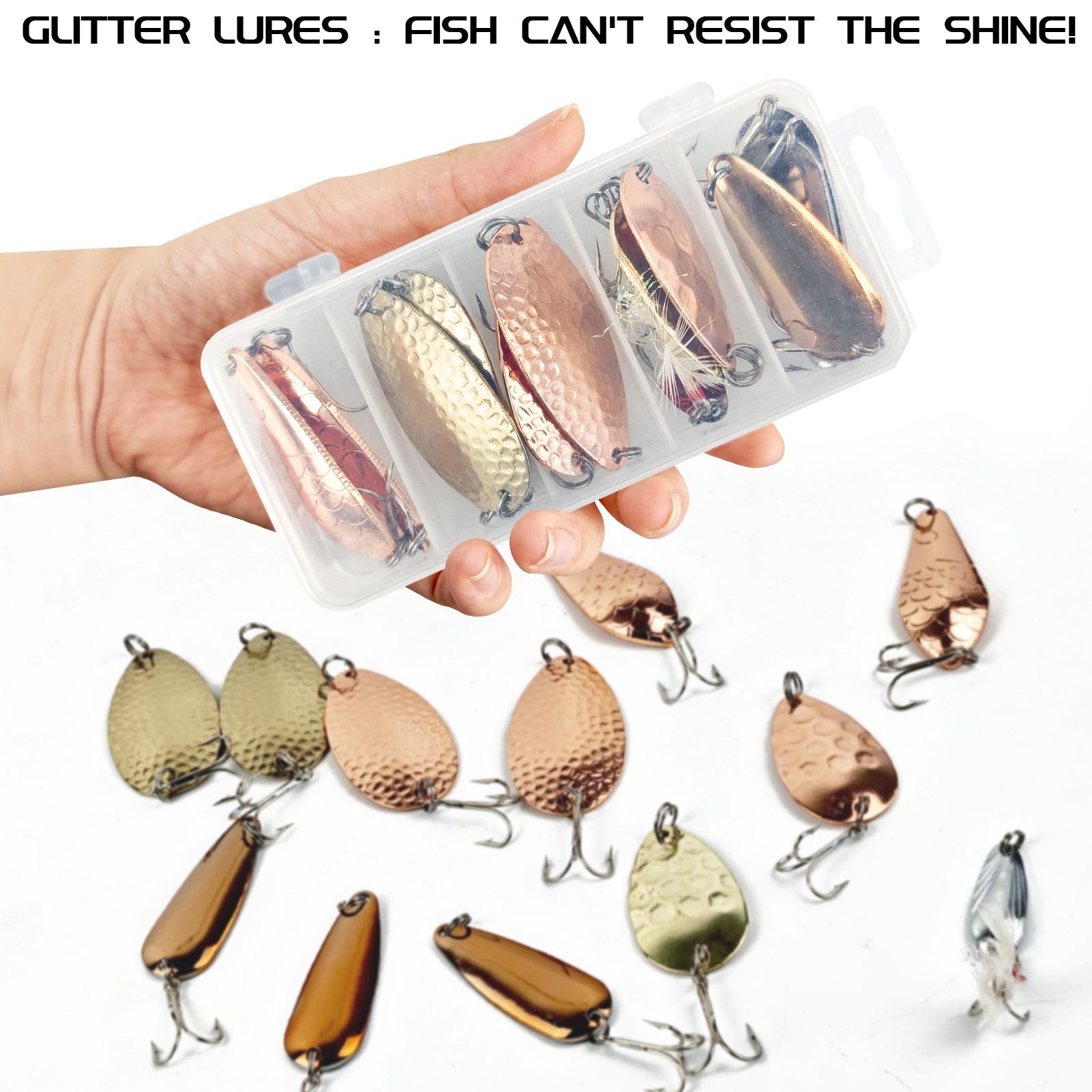 FREE FISHER 12pcs/Lot Fishing Spinnerbaits Set,Mixed Size Metal Spoon Lures,Spinner Baits with Hooks for Bass Pike Salmon Trout 