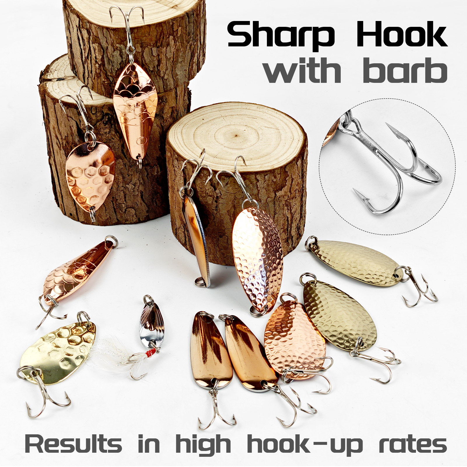 FREE FISHER 12pcs/Lot Fishing Spinnerbaits Set,Mixed Size Metal Spoon Lures,Spinner Baits with Hooks for Bass Pike Salmon Trout 