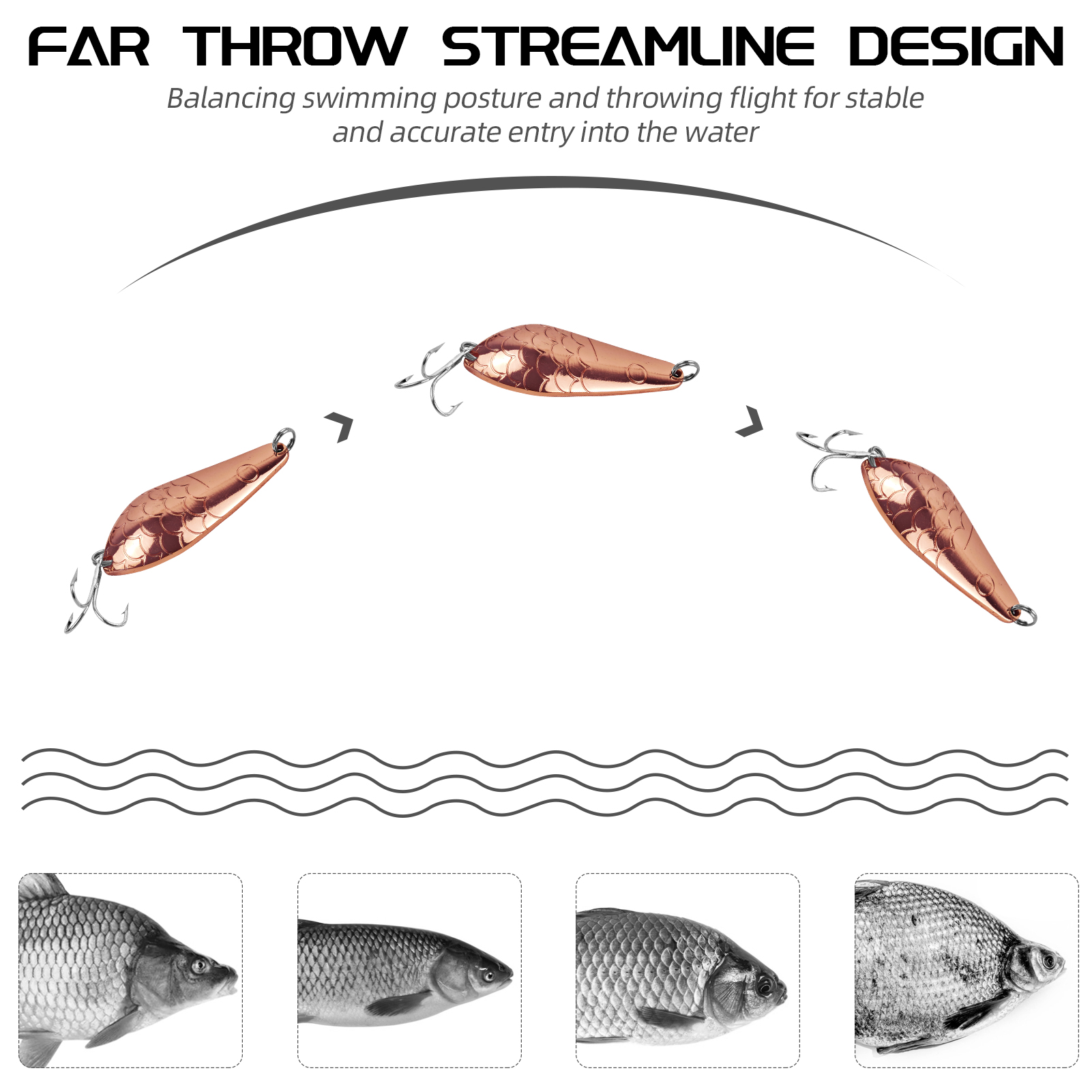 FREE FISHER 12pcs/Lot Fishing Spinnerbaits Set,Mixed Size Metal Spoon Lures,Spinner Baits with Hooks for Bass Pike Salmon Trout 