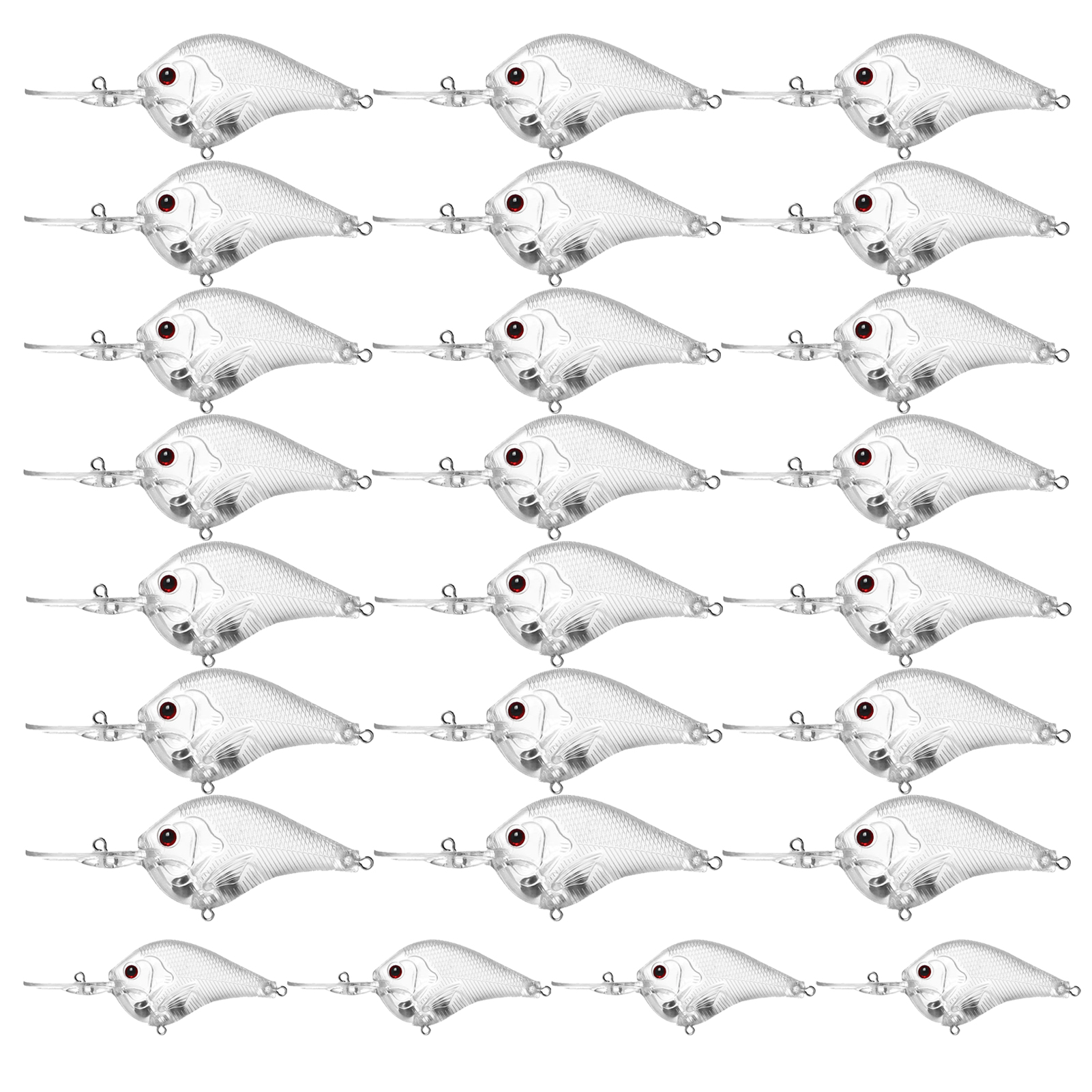 FREE FISHER 25pcs/Lot Clear Unpainted Blank Lures Fishing Crankbaits 9.3cm 9.5g Hard Bait with 3D Fish Eyes Pesca Fishing Tackles