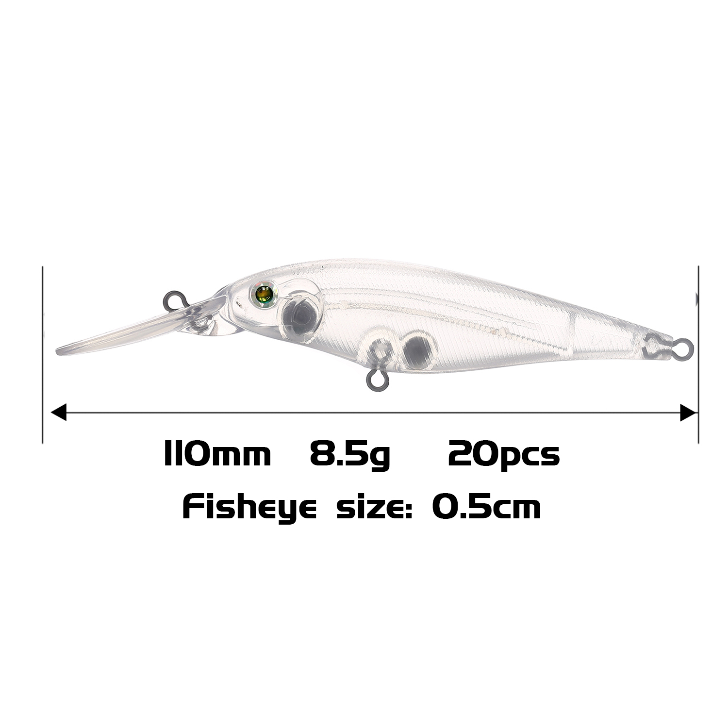 FREE FISHER 20pcs/Set Fishing Unpainted Lures Hard Blank Bait Embryo Minnows Jerkbait Clear Plastic Hard Swimbaits Manual DIY Bass Lure