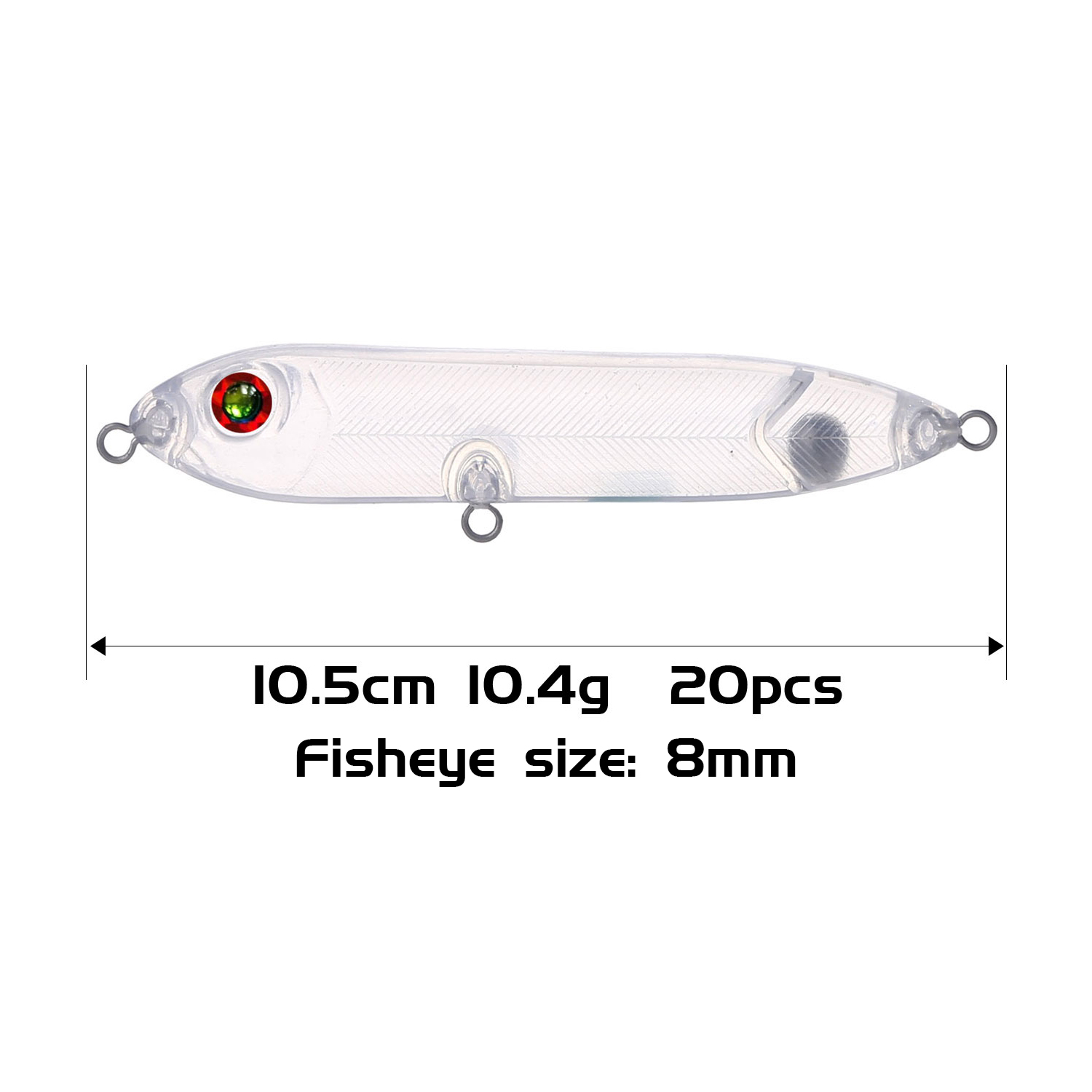 FREE FISHER 20pcs/Lot Fishing Unpainted Baits 10.5cm 10.4g Blank Hard Lures ABS DIY Crankbaits Minnows Popper VIB Pencil Transparent Artificial Baits