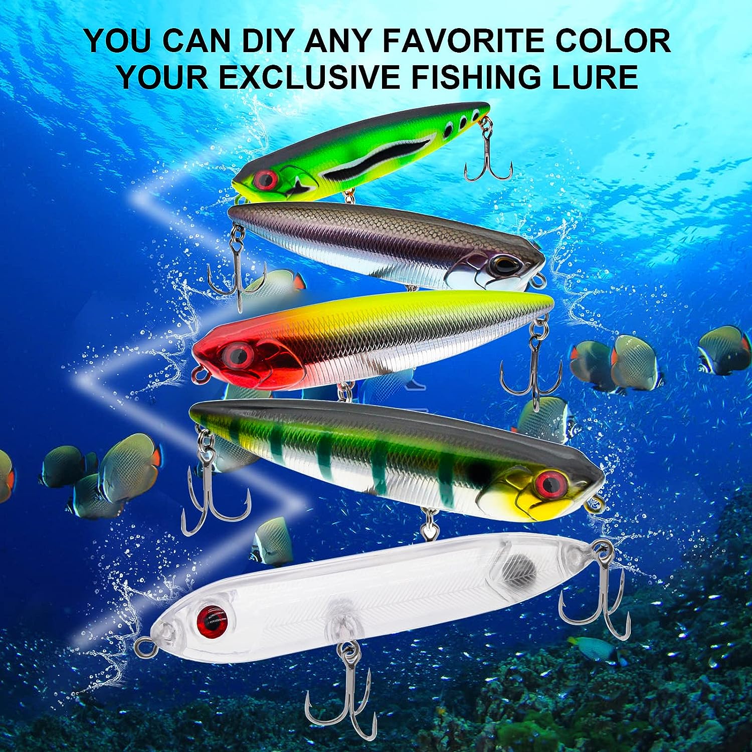 FREE FISHER 20pcs/Lot Fishing Unpainted Baits 10.5cm 10.4g Blank Hard Lures ABS DIY Crankbaits Minnows Popper VIB Pencil Transparent Artificial Baits