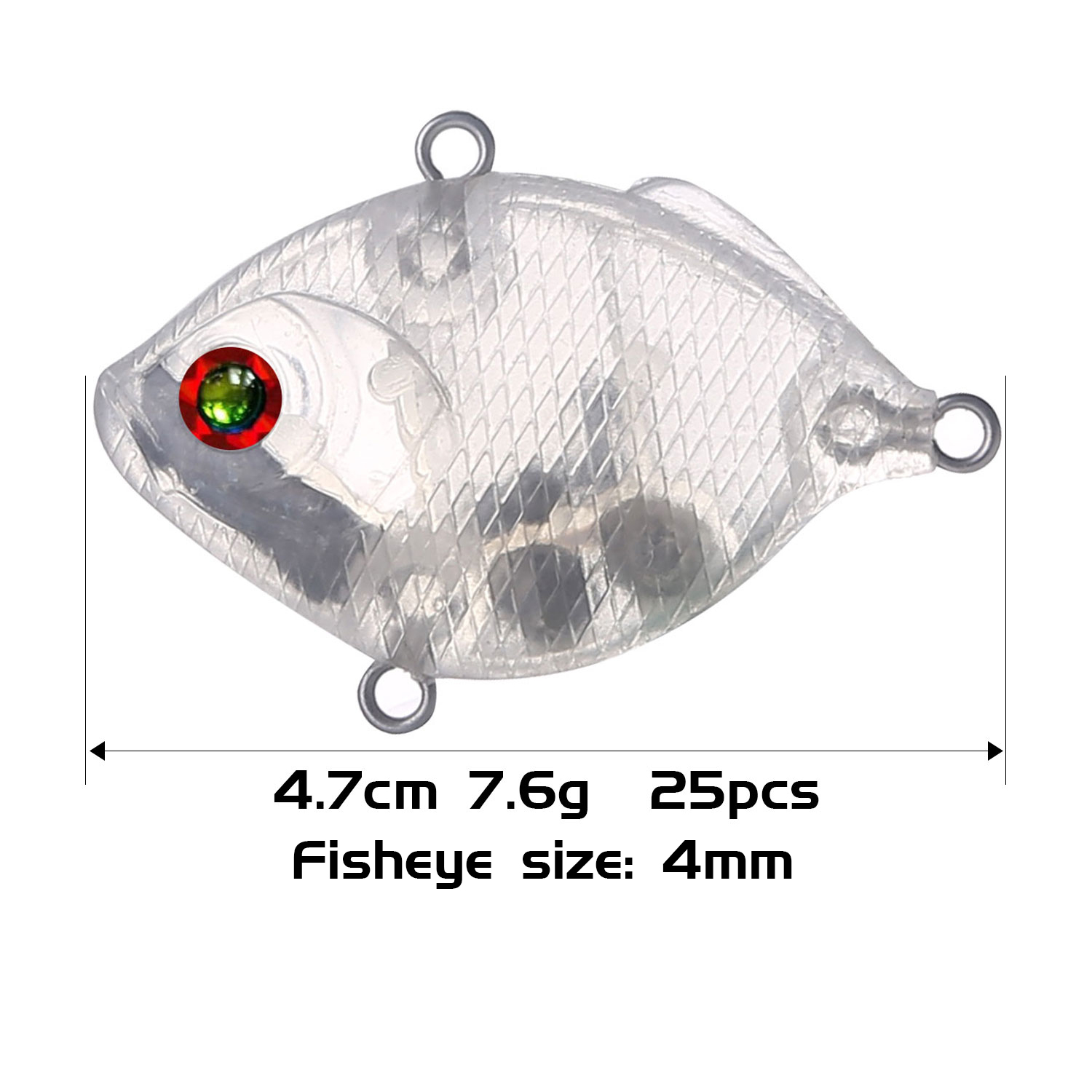 FREE FISHER 25pcs/Lot Fishing VIB Unpainted Lures Set 4.7cm 7.6g DIY Bait Embryo Vibration Blank Plastic Hard Wobbler Artificial Baits