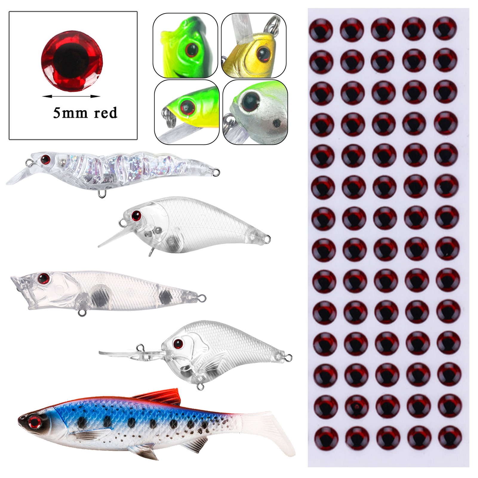 FREE FISHER Fishing Hooks Kit,192pcs/Box 35647 Treble Hooks,Swivel Rings,Spinnerbaits Spoons Laser Stickers,Hard Lure 3D Eyes