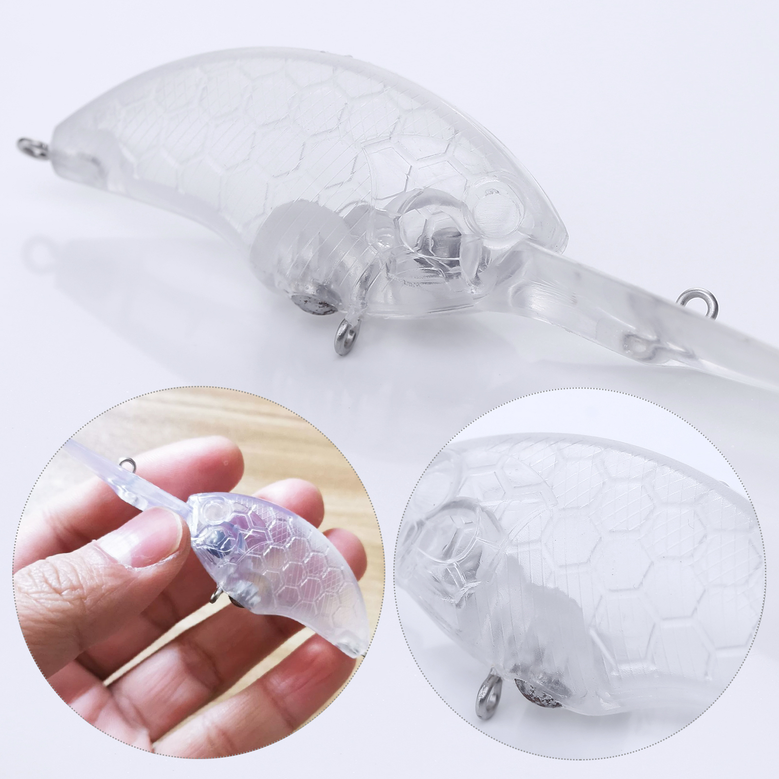 FREE FISHER 172pcs Fishing Blank Bait Kit,Mixed Unpainted Lure Embryo,DIY Clear Crankbaits,Minnows Popper VIB with Triple Hooks Connectors