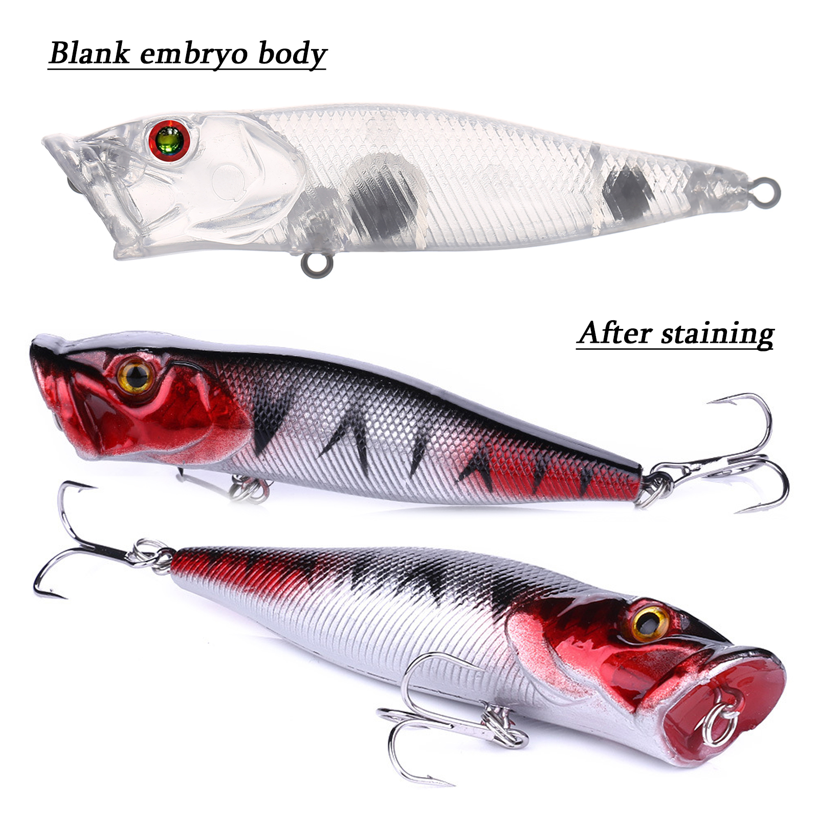 FREE FISHER 172pcs Fishing Blank Bait Kit,Mixed Unpainted Lure Embryo,DIY Clear Crankbaits,Minnows Popper VIB with Triple Hooks Connectors