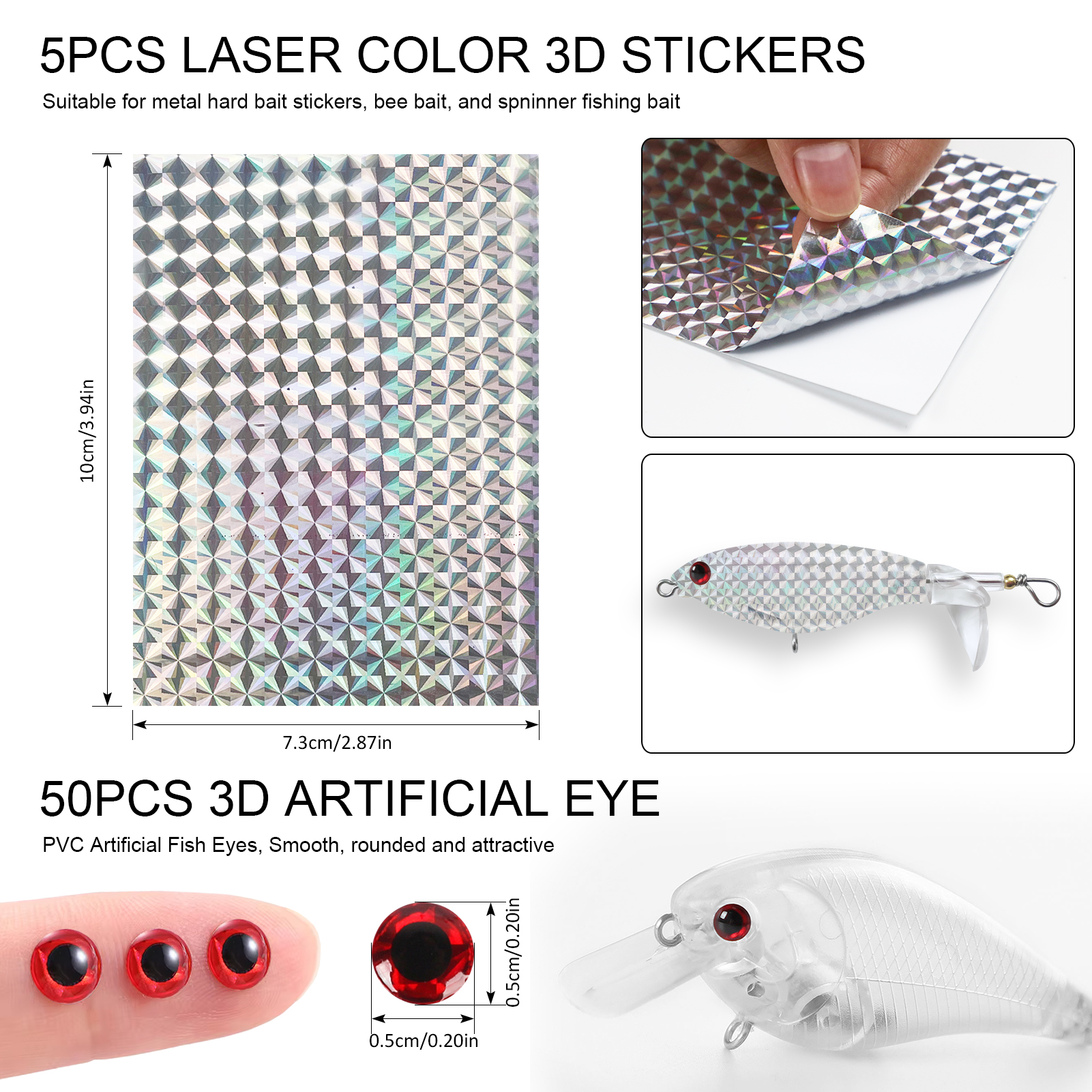 FREE FISHER Mixed Unpainted Lures Kit Fishing Blank Bait Embryo Crankbaits Minnows with Treble Hooks Laser Stickers Connectors Accessory Box