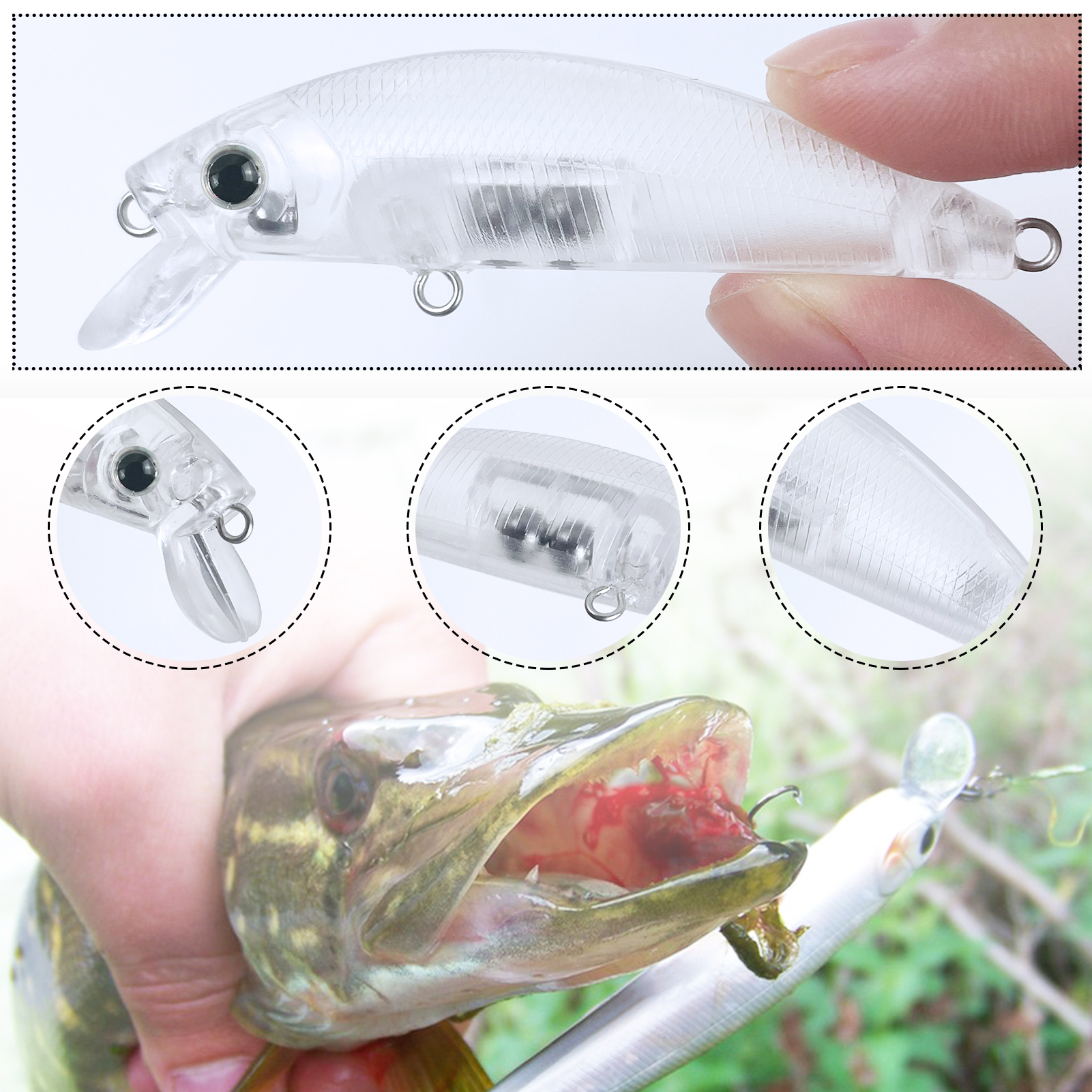 FREE FISHSH Unpainted Lures Kit,30pcs/Lot Fishing Hard Baits,Mixed Minnows VIB Crankbaits Popper,DIY Blank Artificial Fish Baits