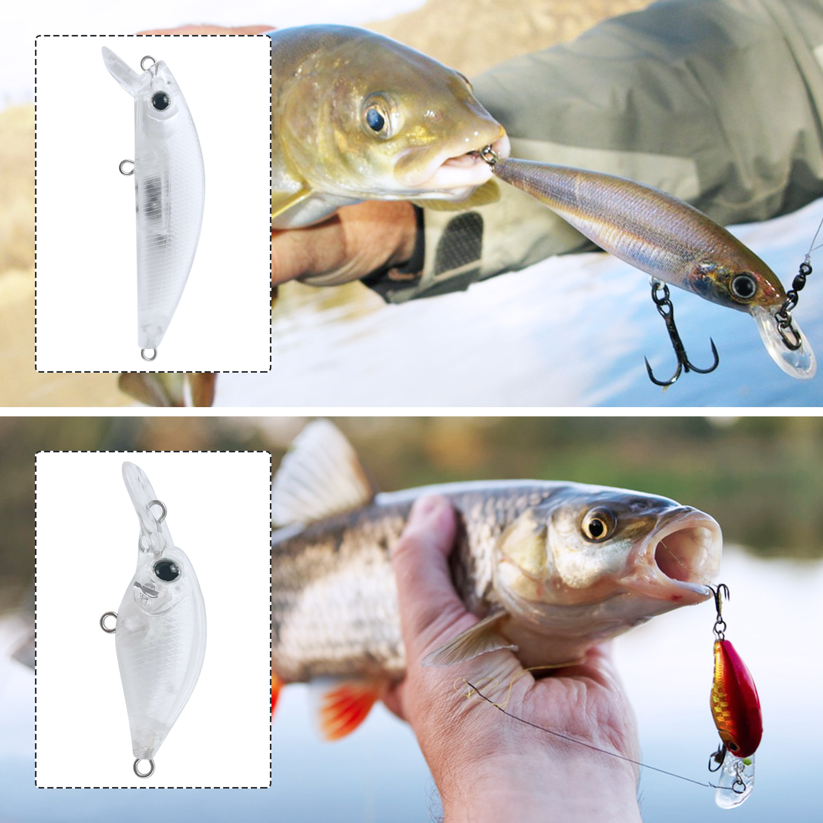 FREE FISHSH Unpainted Lures Kit,30pcs/Lot Fishing Hard Baits,Mixed Minnows VIB Crankbaits Popper,DIY Blank Artificial Fish Baits