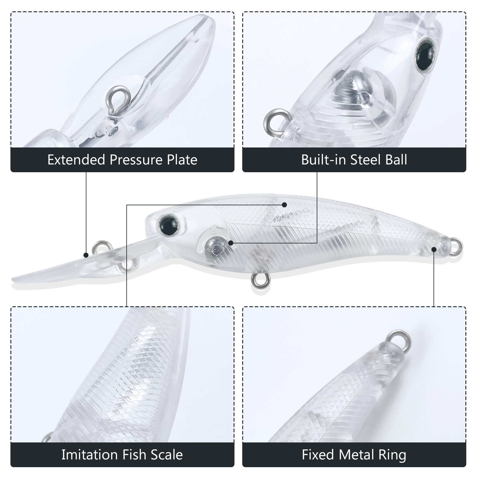 FREE FISHSH Unpainted Lures Kit,30pcs/Lot Fishing Hard Baits,Mixed Minnows VIB Crankbaits Popper,DIY Blank Artificial Fish Baits