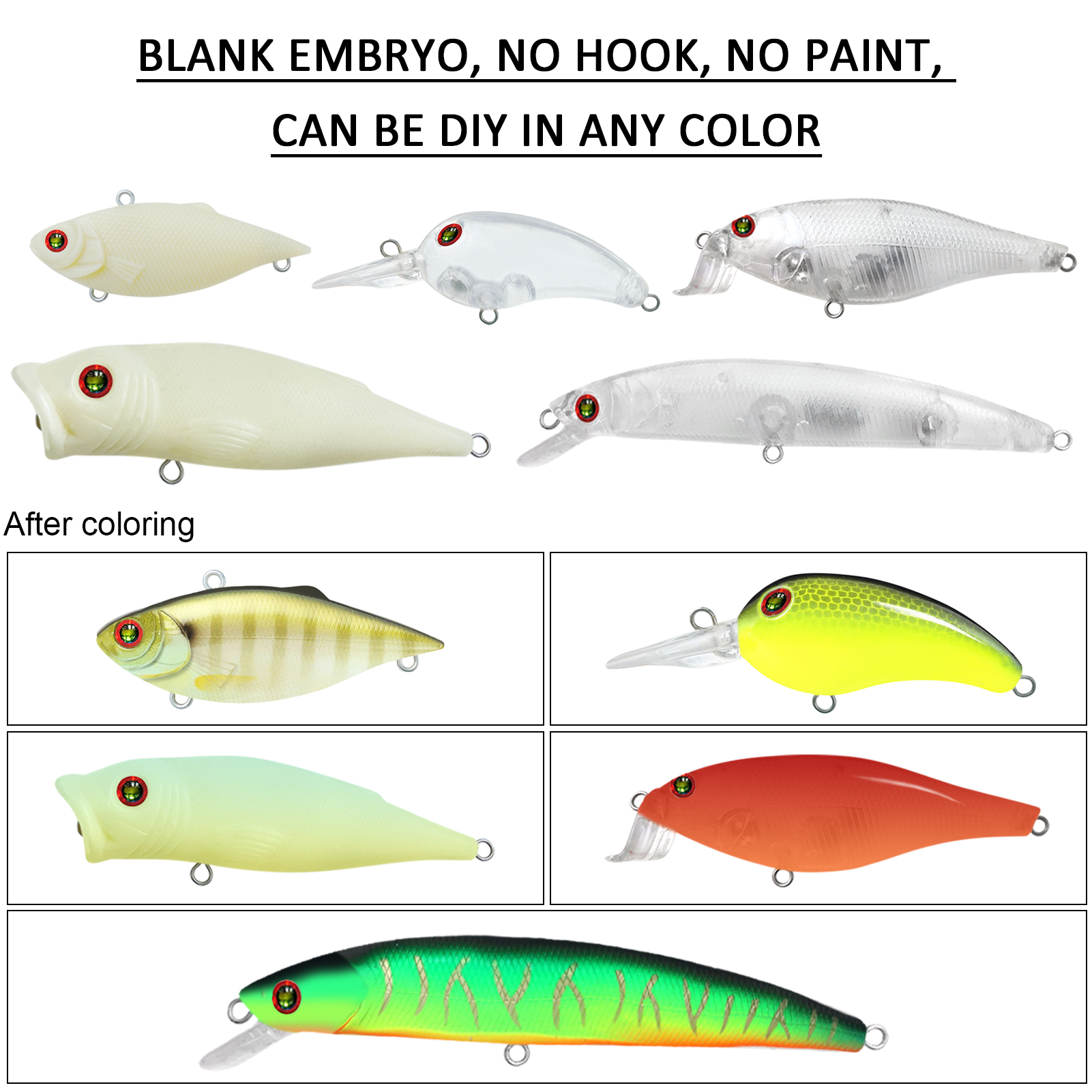 FREE FISHER Unpainted Lures Kit 15-33pcs/Lot Fishing Hard Baits Minnows VIB Crankbaits Poppers Allavailable DIY Blank Clear Artificial Baits
