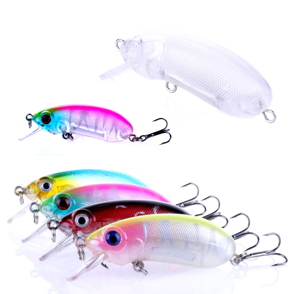 FREE FISHER 20pcs/Lot Unpainted Fishing Plugs,6cm 9g Blank Minnow Lures,DIY Nude Baits Body,Transparent Wobbler Hard Bass Baits 